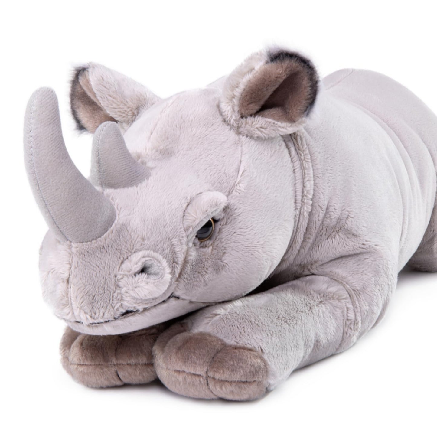 Realistic Rhino Plush Toy 15" Light Gray, Soft Hugging Toy for Kids, Home Decor