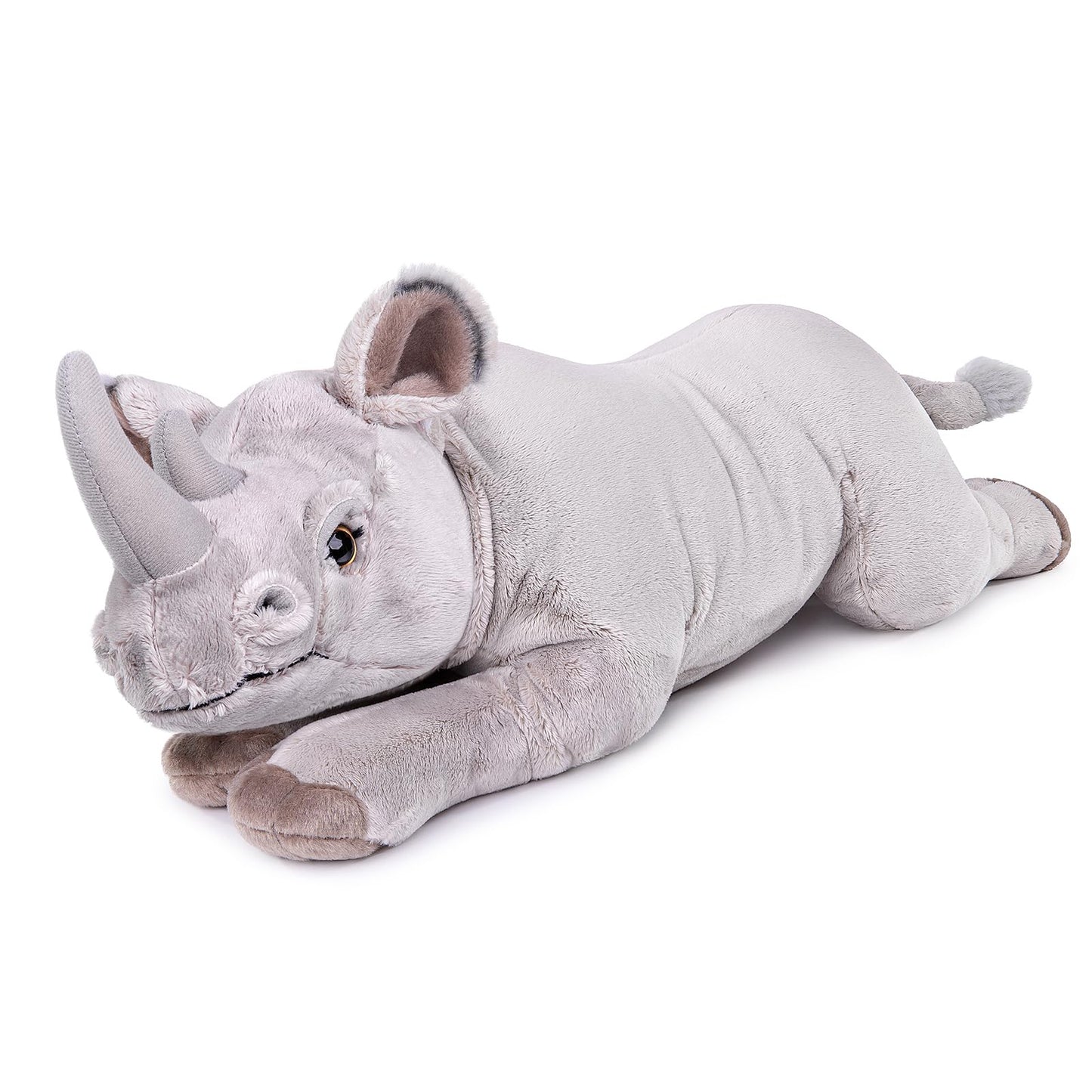 Realistic Rhino Plush Toy 15" Light Gray, Soft Hugging Toy for Kids, Home Decor