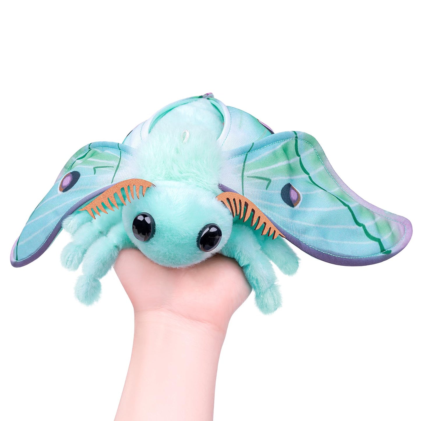 Realistic Luna Moth Plush Animal Toy - Green with Lanyard, Moth Plush Toy, Cute Doll, Children's Gift, Bag Decoration