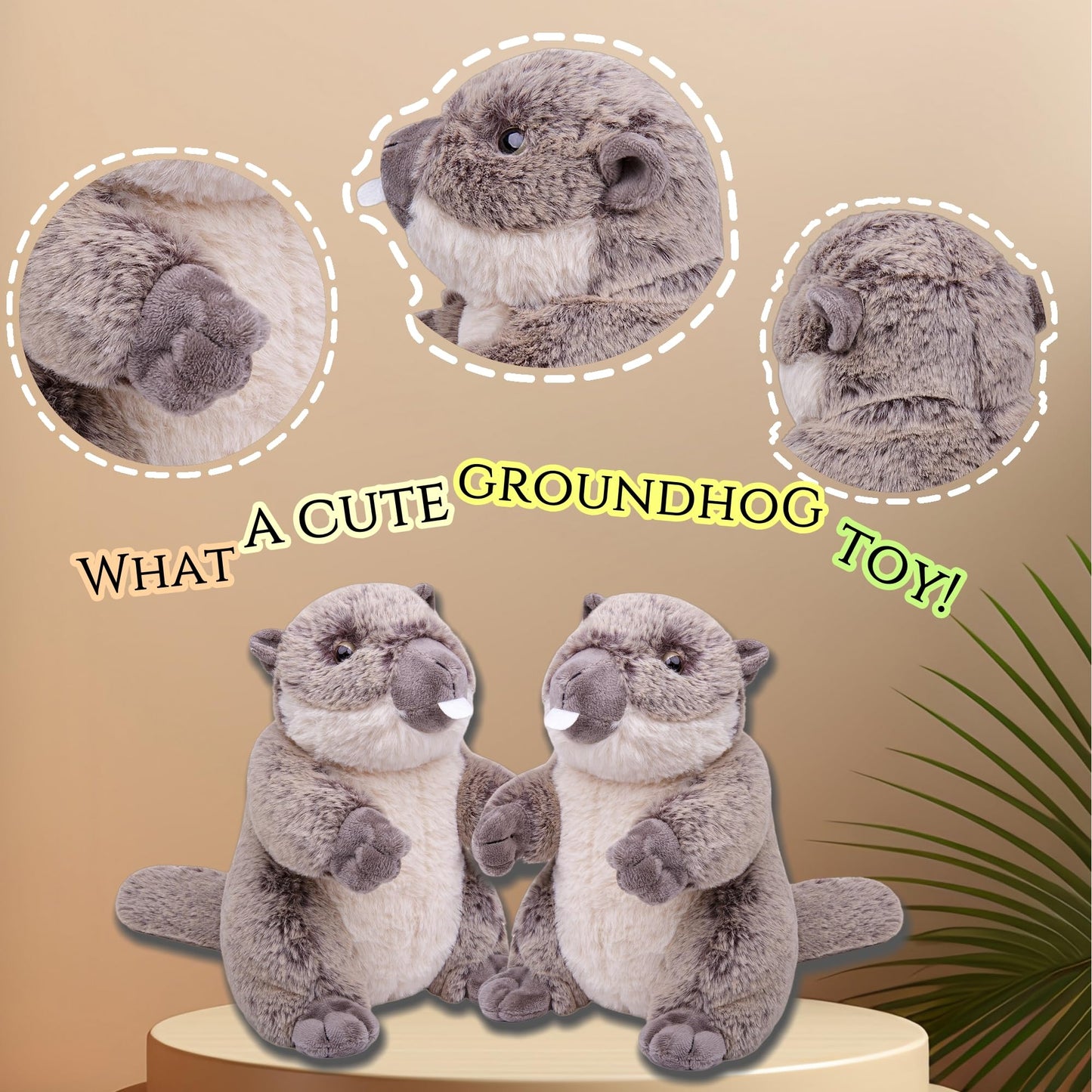 Simulation Groundhog Stuffed Animal-Gray 9In,Soft Gifts Toy for Kids, Home Decor,Hugging Toy