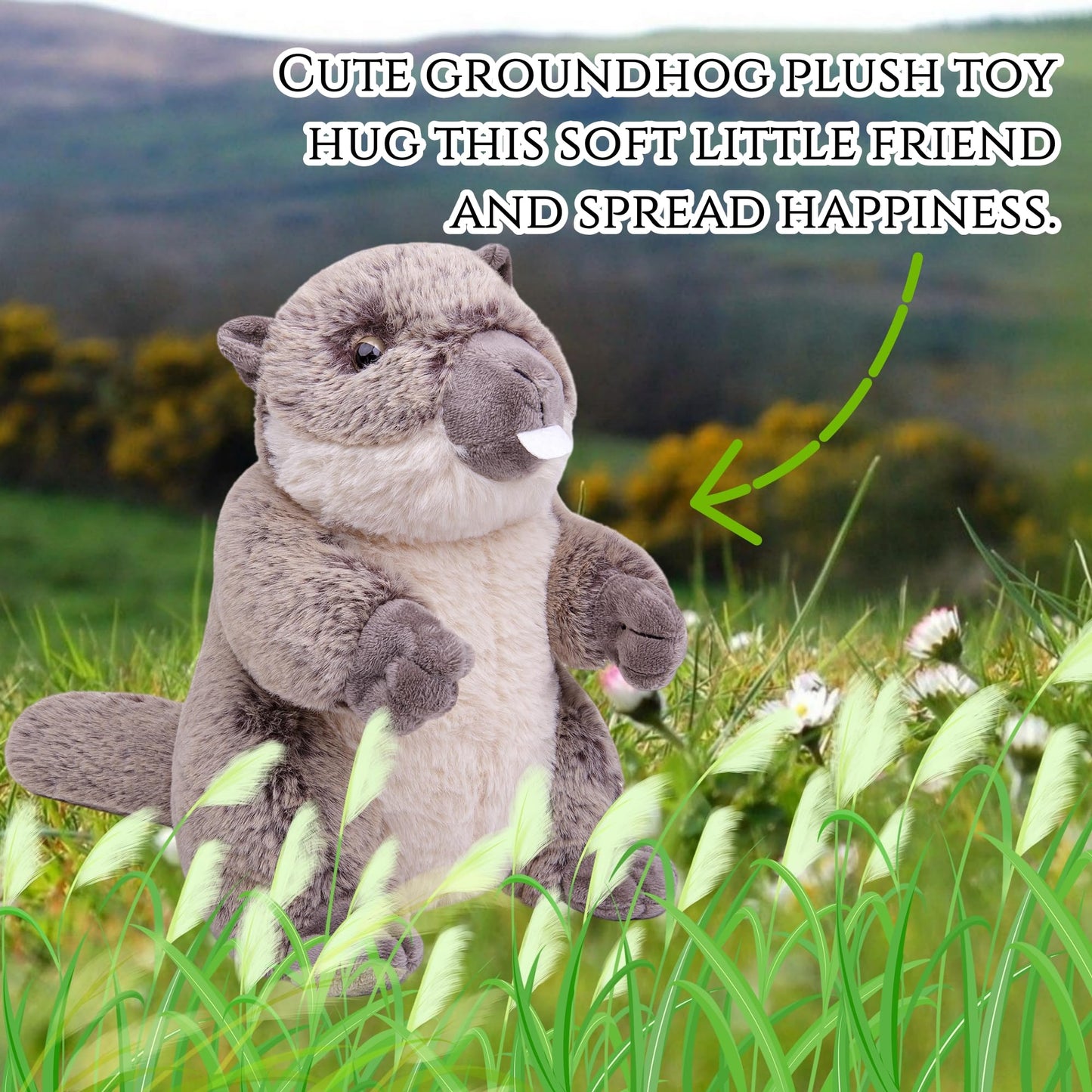 Simulation Groundhog Stuffed Animal-Gray 9In,Soft Gifts Toy for Kids, Home Decor,Hugging Toy