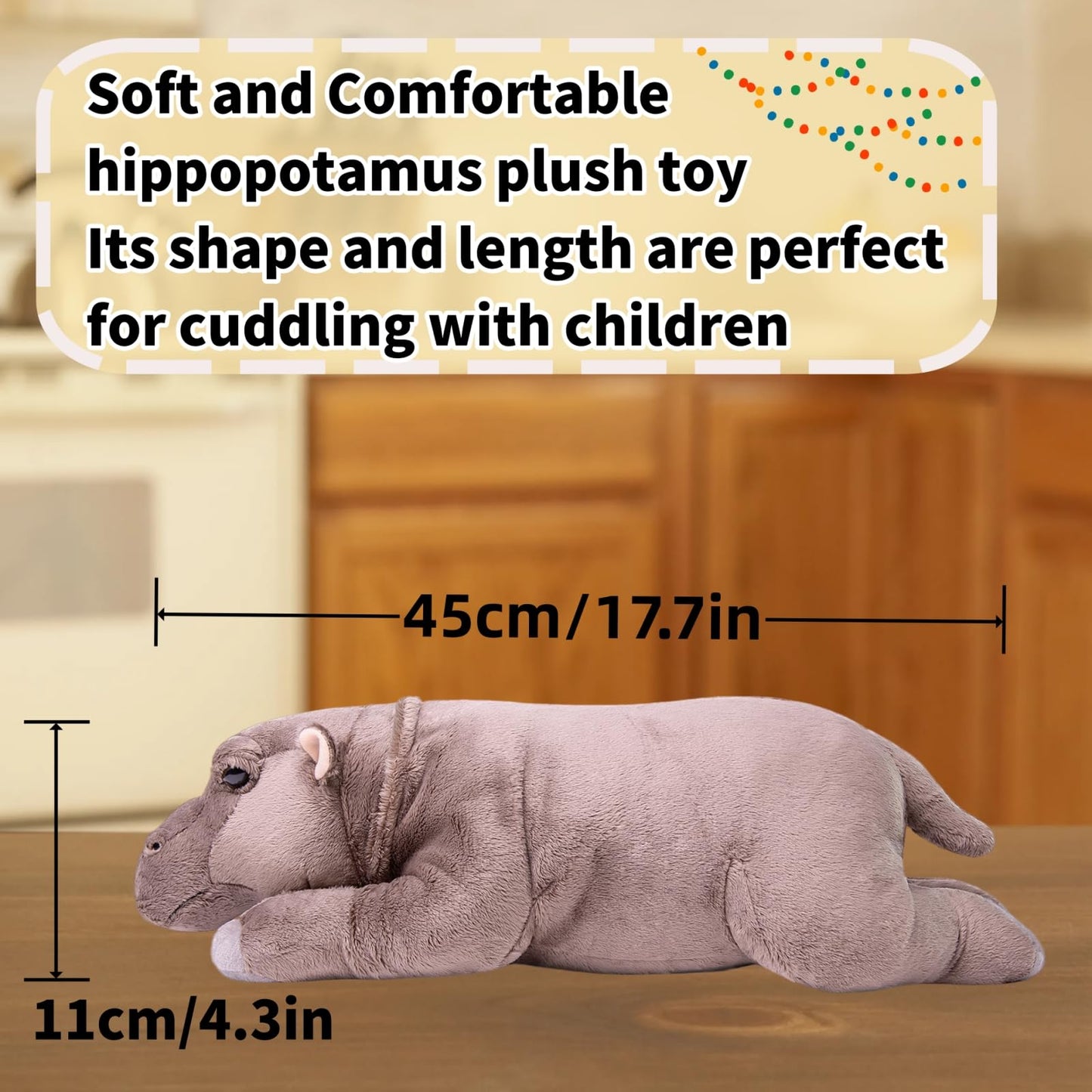 Lifelike Hippo Stuffed Animal- Grey, Realistic Hippopotamus Stuffed Animal,Simulation Soft Hippopotamus Gifts,Girl Toys,Gifts for Kids