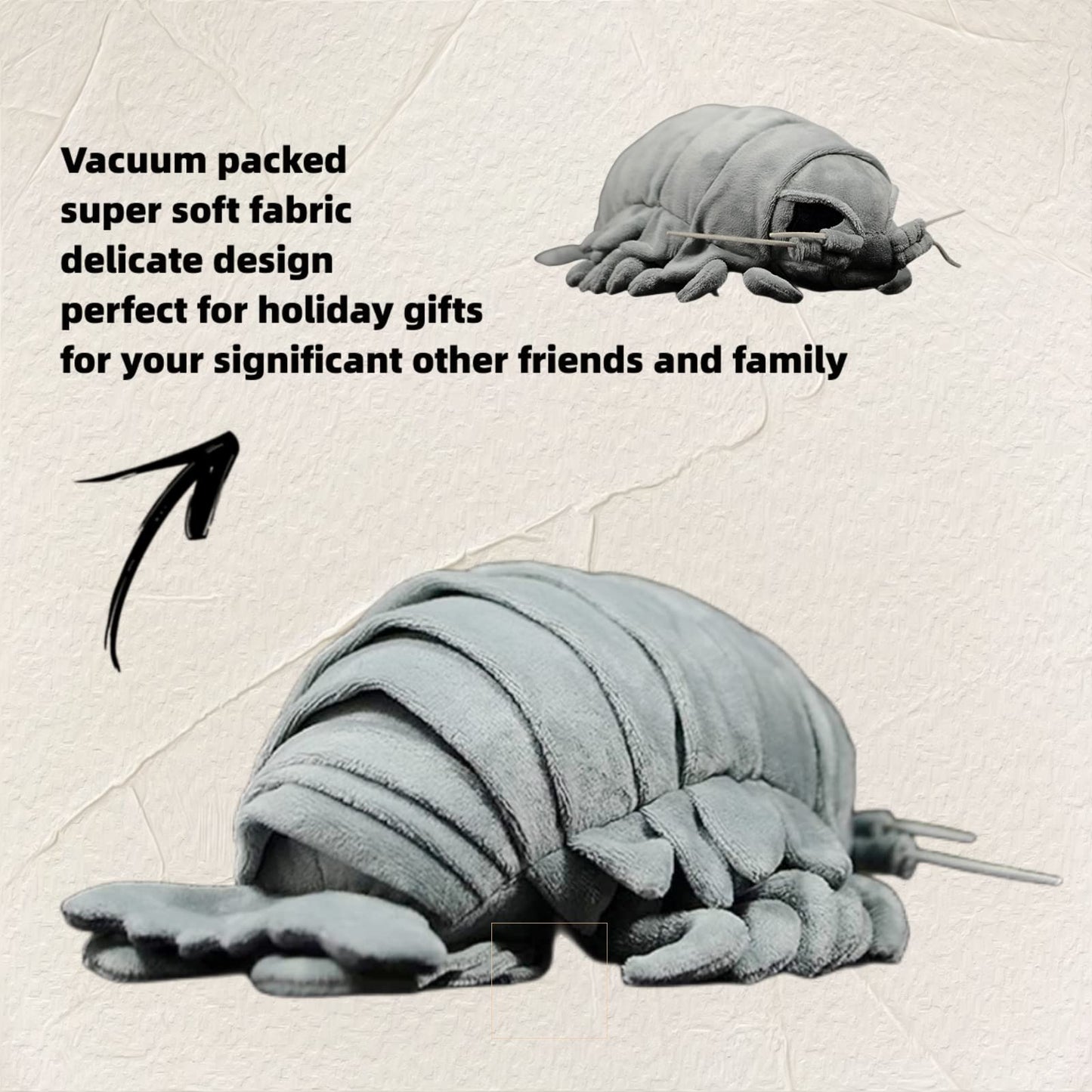 Giant Isopod Plush,Stuffed Animal-Grey 12",Isopod Toy, Arthropods Stuffed Animal,Girl Toys,Gifts for Kids