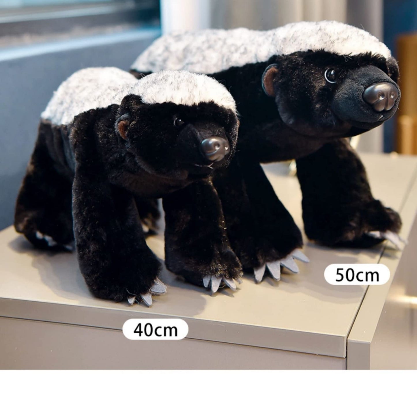 Honey Badger Stuffed Animal-Black 15.75",Realistic Badger Plush Toy, Honey Badger Stuffed Toy,Soft Toy Gifts for Kids, Home Decor,Hugging Toy