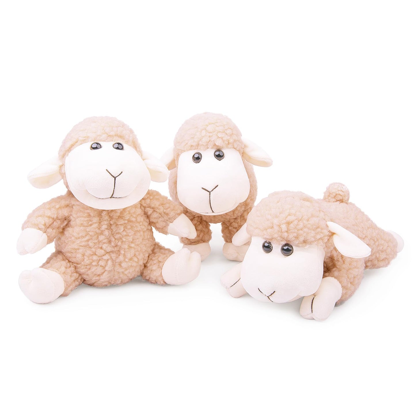 Sheep Stuffed Animal Lamb Plush Decorations 3Pcs (Sitting, Standing, Kneeling) White Sheep Toys Gift for Kids Little Girl/Boy
