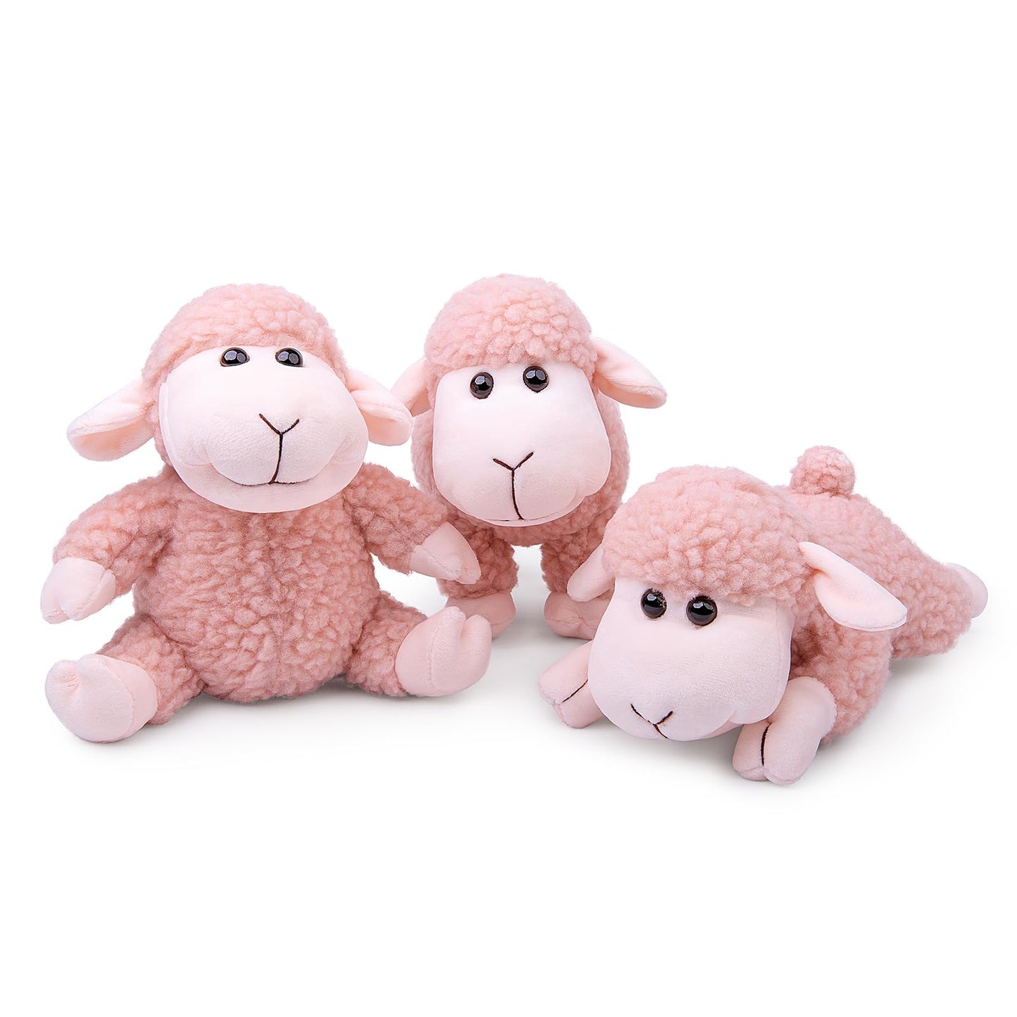 Sheep Stuffed Animal Lamb Plush Decorations 3Pcs (Sitting, Standing, Kneeling) White Sheep Toys Gift for Kids Little Girl/Boy