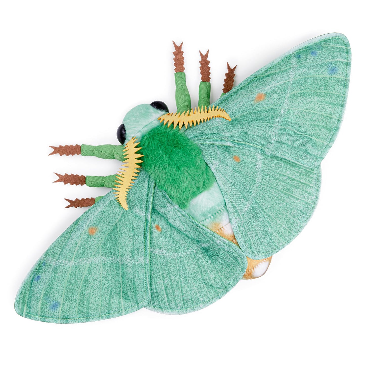 Realistic Emerald Moth Plush Animal - Green 10 Inch, Beautiful Moth Stuffed Animal, Home Decor, Cuddle Toy