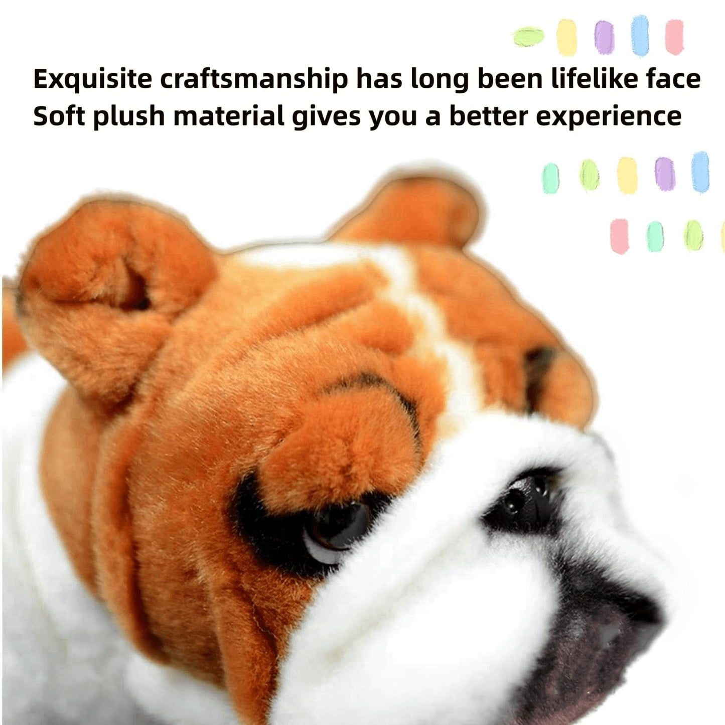 Lifelike Bulldog Plush-11.8" Bulldog Stuffed Animal,Soft Dog Stuffed Animals for Girls and Boys,Kid's Plush Toy,Hugging Plush