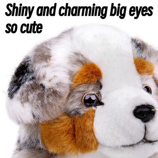 Australian Shepherd Dog Plush-14inch Realistic Dog,Stuffed Animal for Girls,Home Decor, Hugging Toy