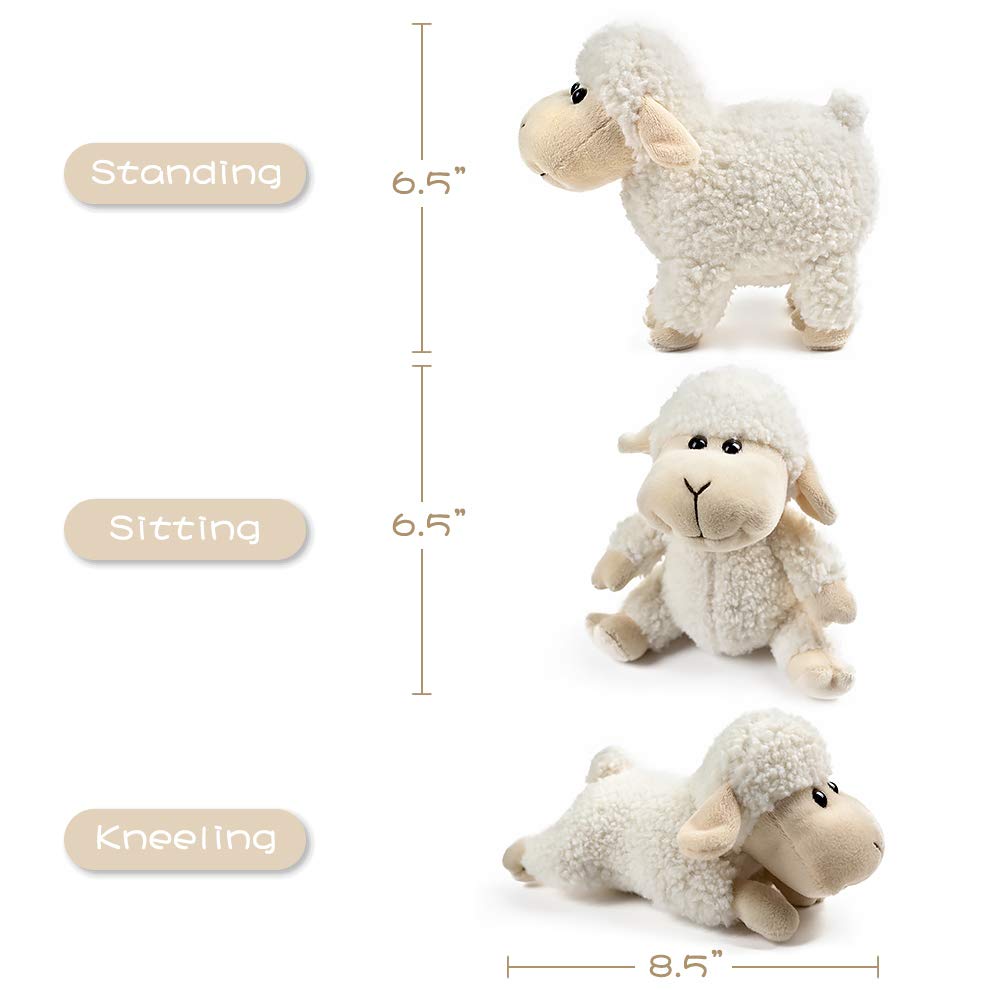 Sheep Stuffed Animal Lamb Plush Decorations 3Pcs (Sitting, Standing, Kneeling) White Sheep Toys Gift for Kids Little Girl/Boy