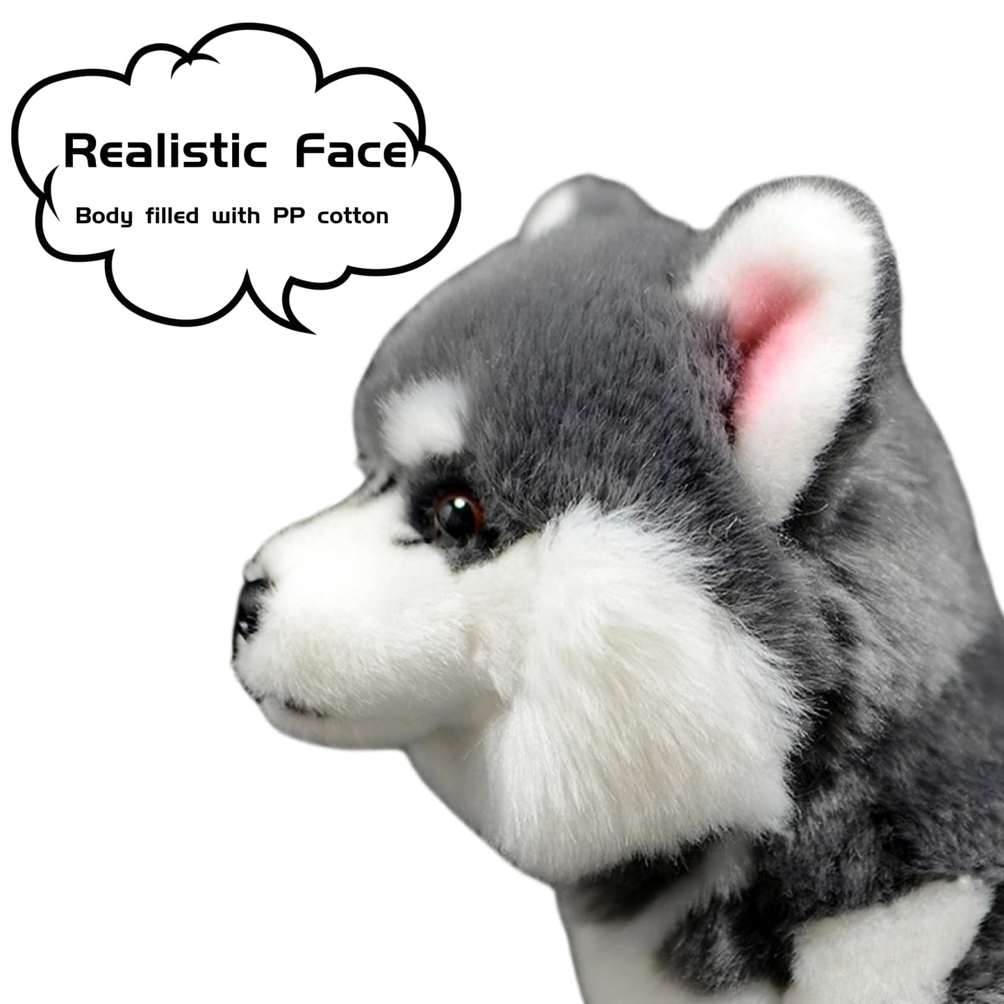 Lifelike Husky Stuffed Animal-Gray 11",Alaskan Malamute Plush Toy,Realistic Dog Stuffed AnimalToy,Girl Toys,Gifts for Kids,Home Decor,Hugging Toy