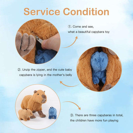 Capybara Plush,Soft Stuffed Capybara Mommy & Babies Set,Children's Day Gifts for Kids,Toddler Baby Gift,Graduation Gift for Kids,Home Decor