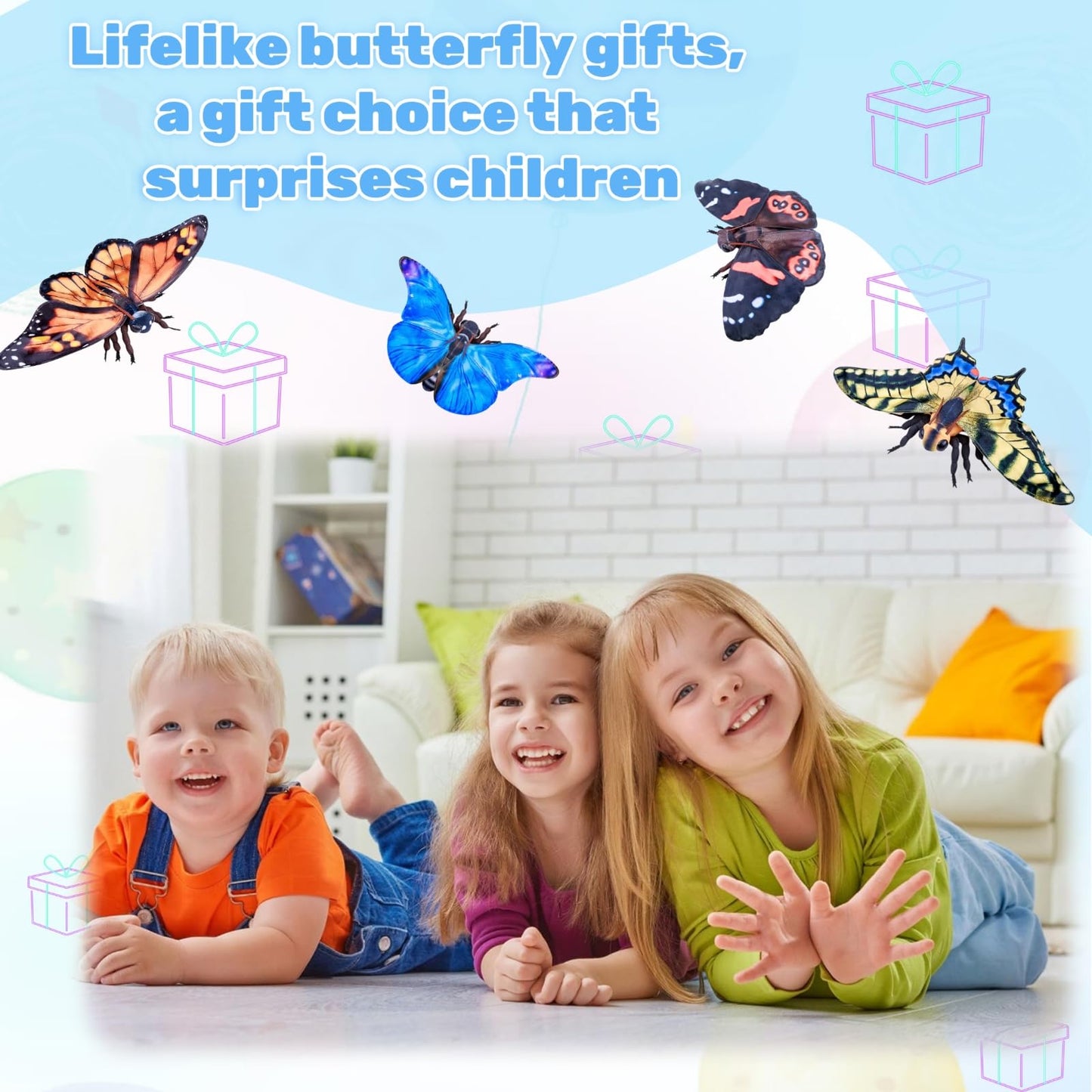 Realistic Red Admiral Butterfly Stuffed Animal-Black 10 Inch,Beautiful Moth Plush Toy