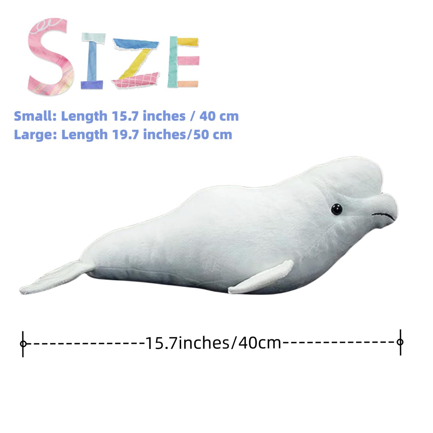 Simulation Beluga Whale Plush-15.7",Lifelike Beluga Whale Stuffed Animal, Sea Creature Stuffed Animals,Soft Toy,Whale Plush,Cuddly Toys,Unique Gifts for Kids,Whale Hug Pillows,Home Dec,Girls Gfts