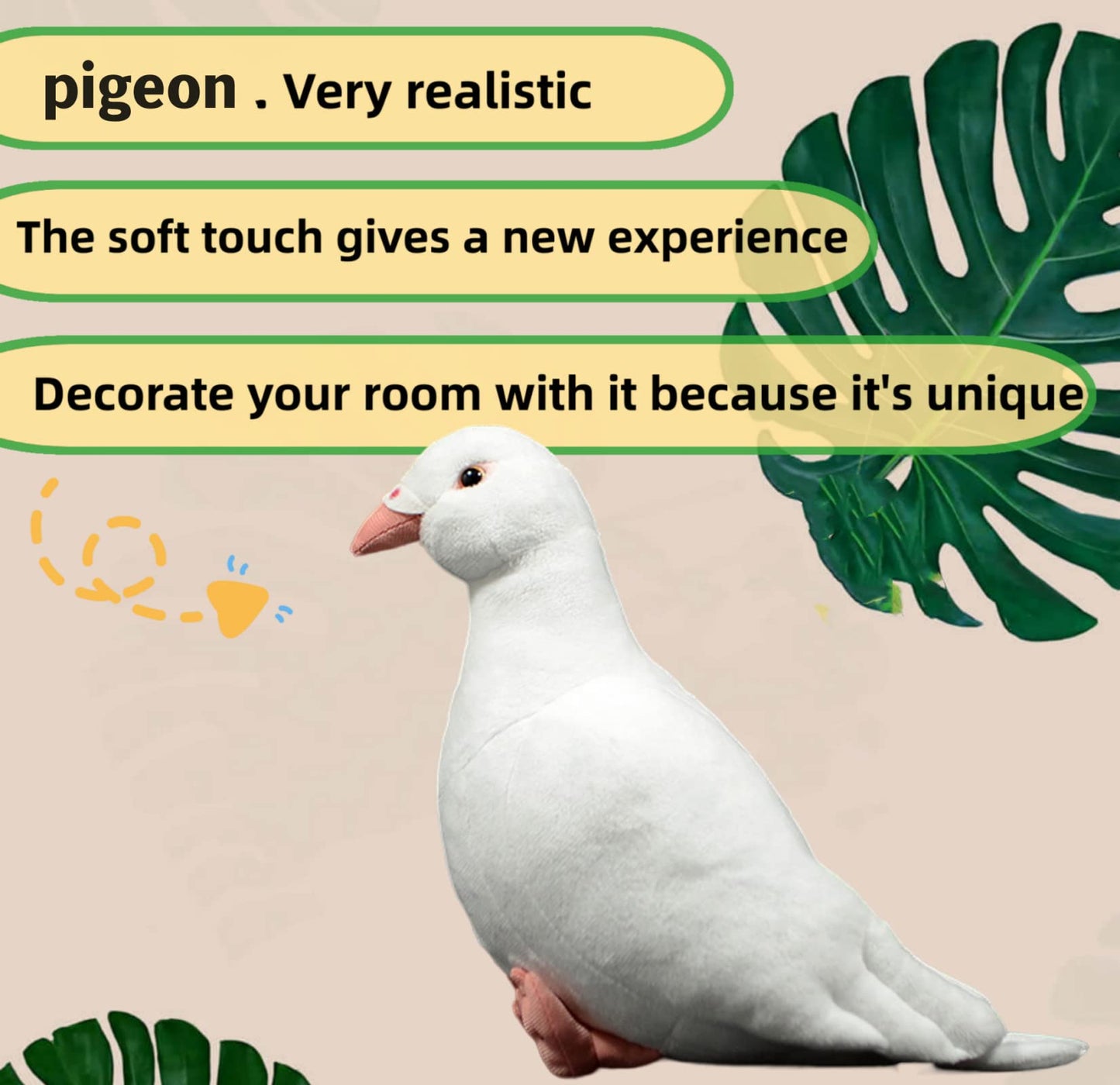 White Pigeon Stuffed Animal Plush-7",Pigeon Plush Toy for Kids,Bird Stuffed Animal Toy,Girl Toys,Gifts for Kids,Home Decor