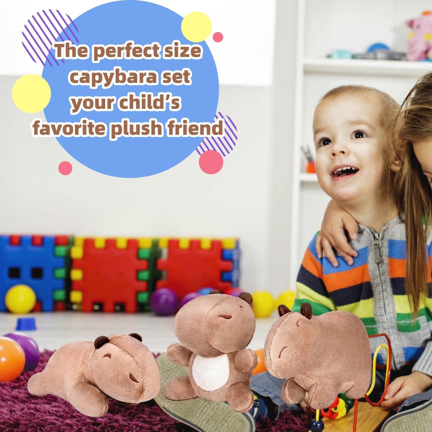 Capybara Stuffed Animal,Capybara Plush 3Pcs (Sitting, Standing, Kneeling) Capybara Graduation Gifts for kindergarte,Funny Stuffed Animal