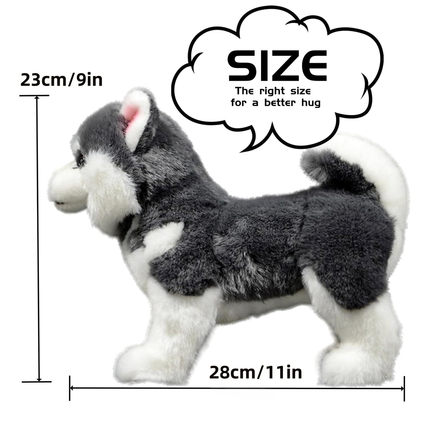 Lifelike Husky Stuffed Animal-Gray 11",Alaskan Malamute Plush Toy,Realistic Dog Stuffed AnimalToy,Girl Toys,Gifts for Kids,Home Decor,Hugging Toy