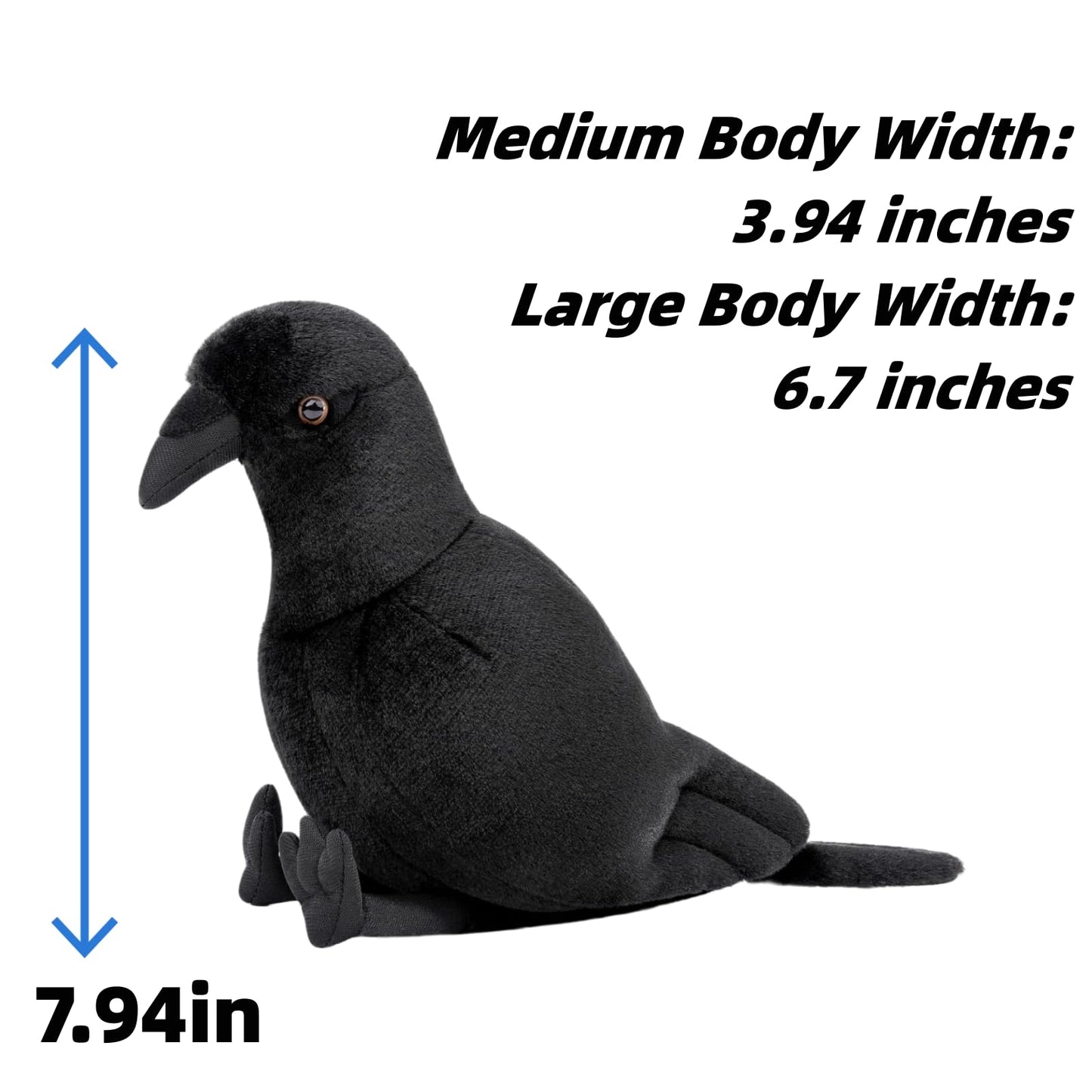 Crow Stuffed Animal-Black 7.9",Lifelike Crow Plush Toy,Bird Toys for Kids,Crow Gifts for Kids