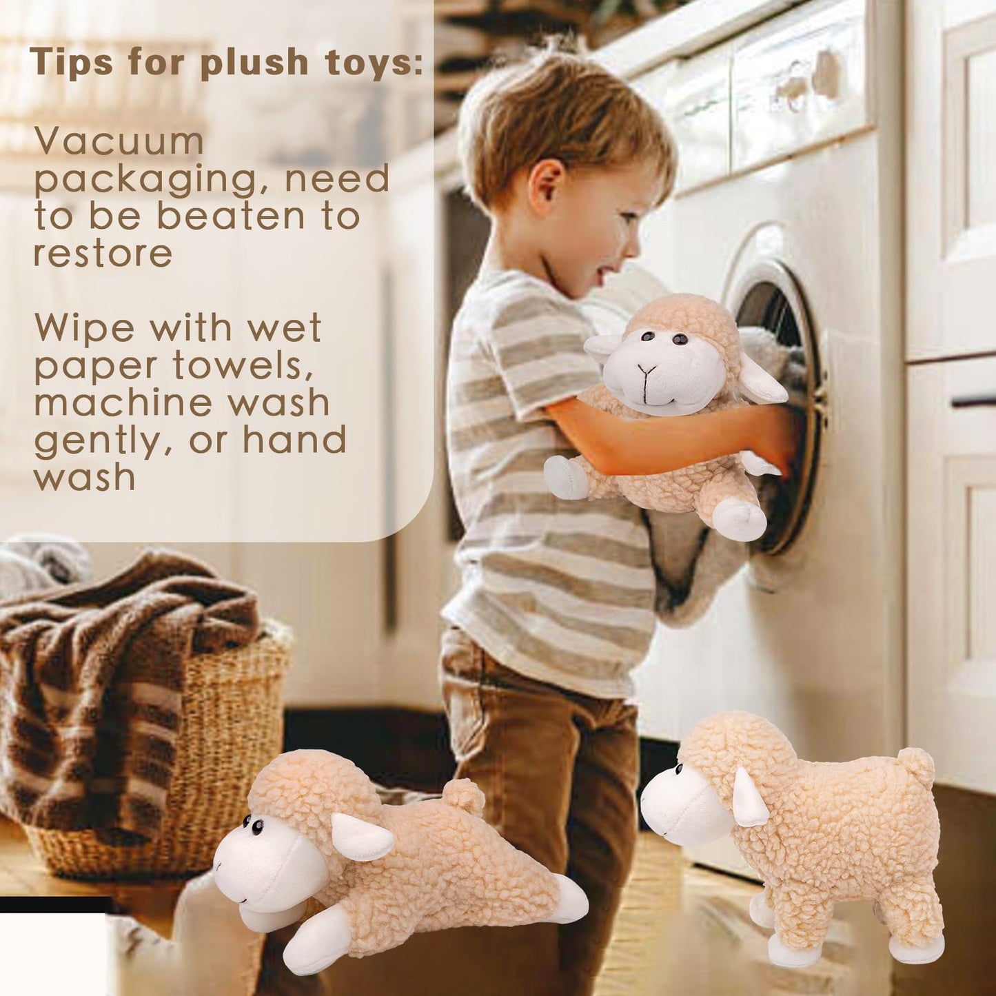 Sheep Stuffed Animal Lamb Plush Decorations 3Pcs (Sitting, Standing, Kneeling) White Sheep Toys Gift for Kids Little Girl/Boy