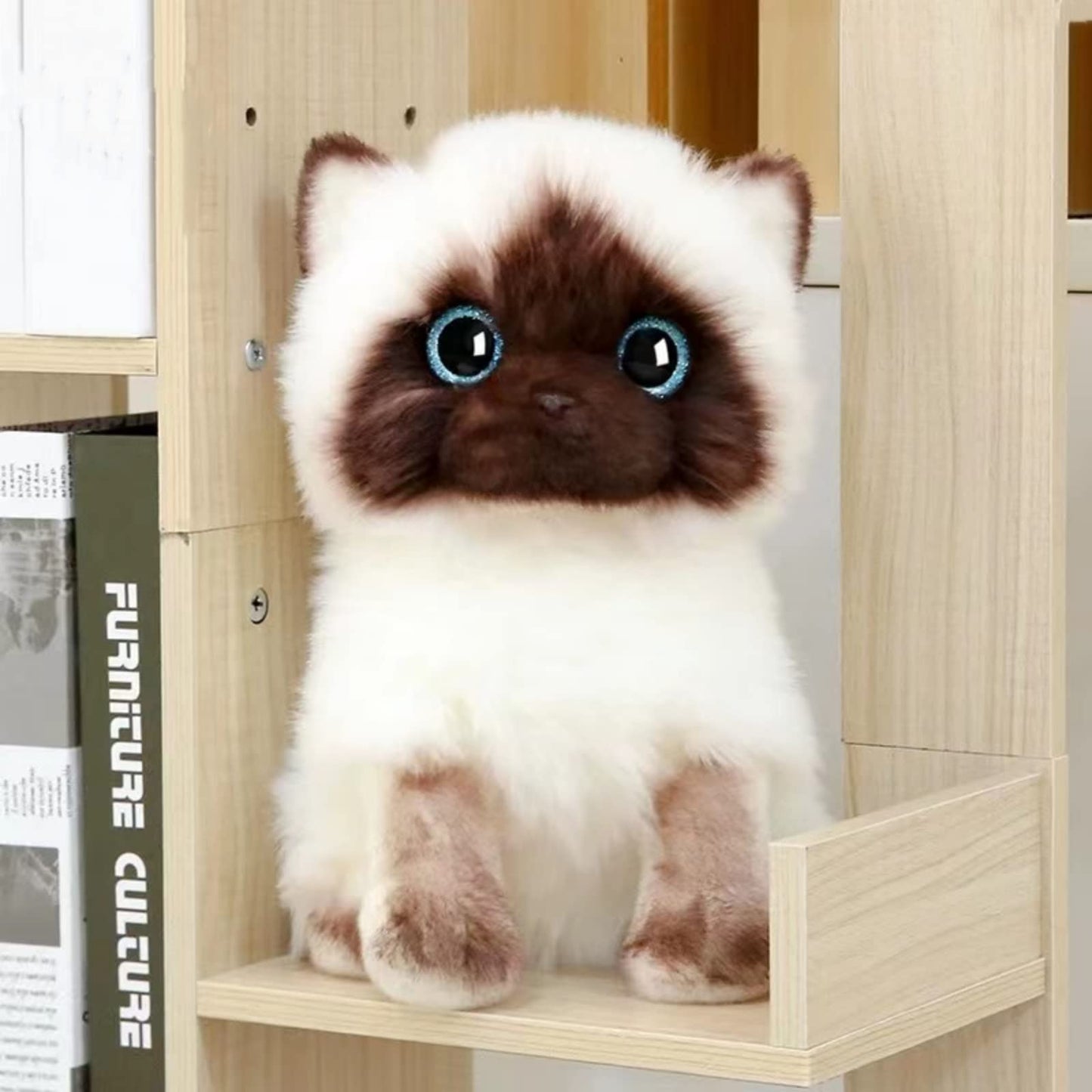 Lifelike Siamese Cat Stuffed Animal-White 7.87", Stuffed Cat Plush Toy,Little Cat Plush, Cat Stuffed Animals for Girls,Gifts for Kids, Home Decor