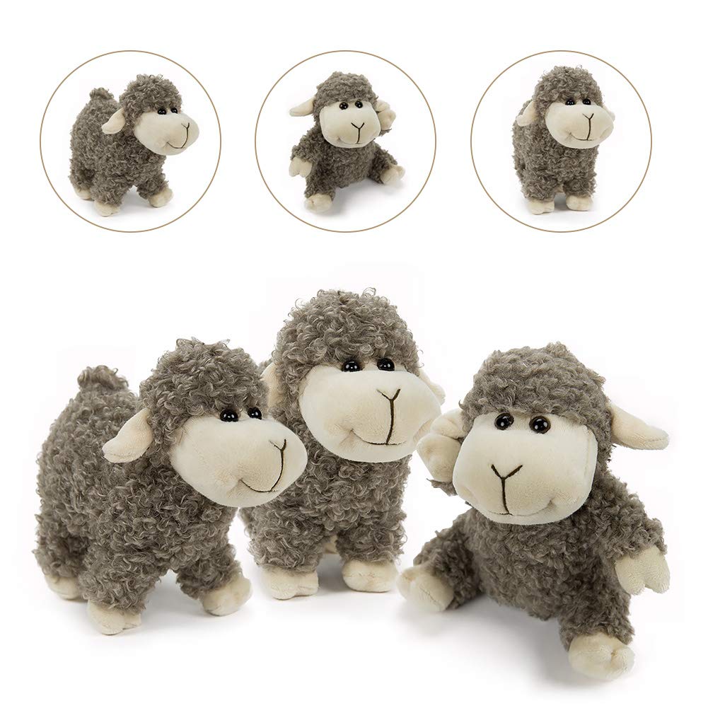Sheep Stuffed Animal Lamb Plush Decorations 3Pcs (Sitting, Standing, Kneeling) White Sheep Toys Gift for Kids Little Girl/Boy