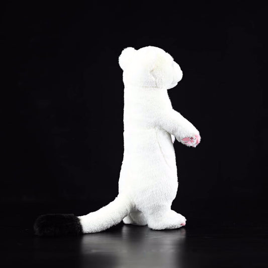 Simulation Standing Stoat Plush,Stoat Model,White Stuffed Animal,Soft Ferret Toy,Gifts for Kids,12.5 Inches