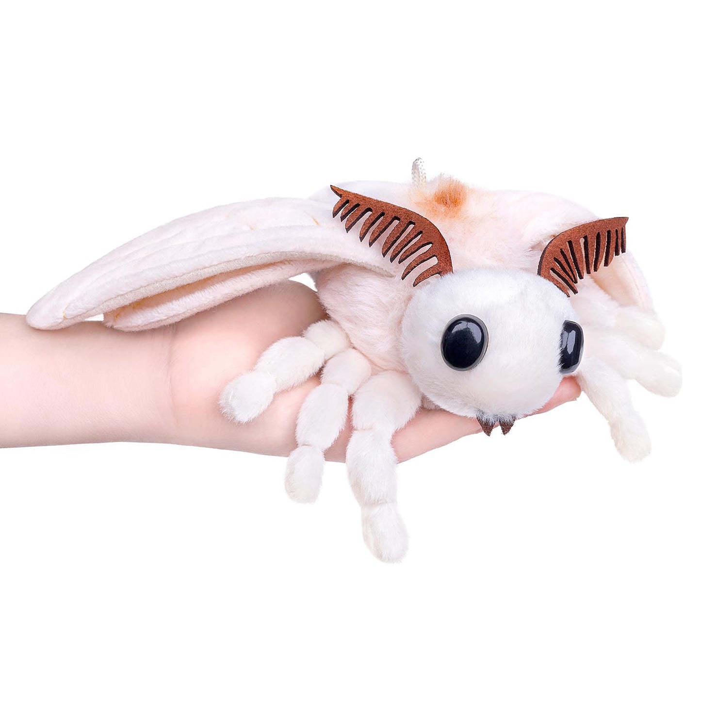 Simulation Silk Moth Stuffed Animal-White-15in, Soft Moth Plush Toy Gifts for Kids, Baby,Home Decor,Hugging Toy