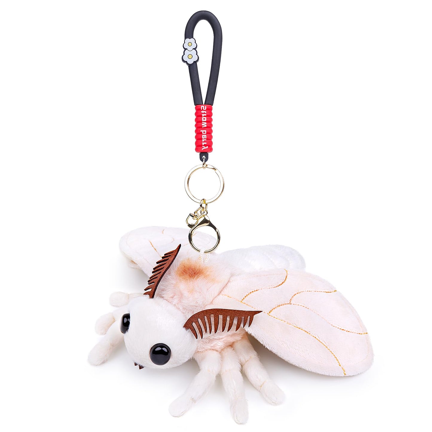 Simulation Silk Moth Stuffed Animal-White-15in, Soft Moth Plush Toy Gifts for Kids, Baby,Home Decor,Hugging Toy