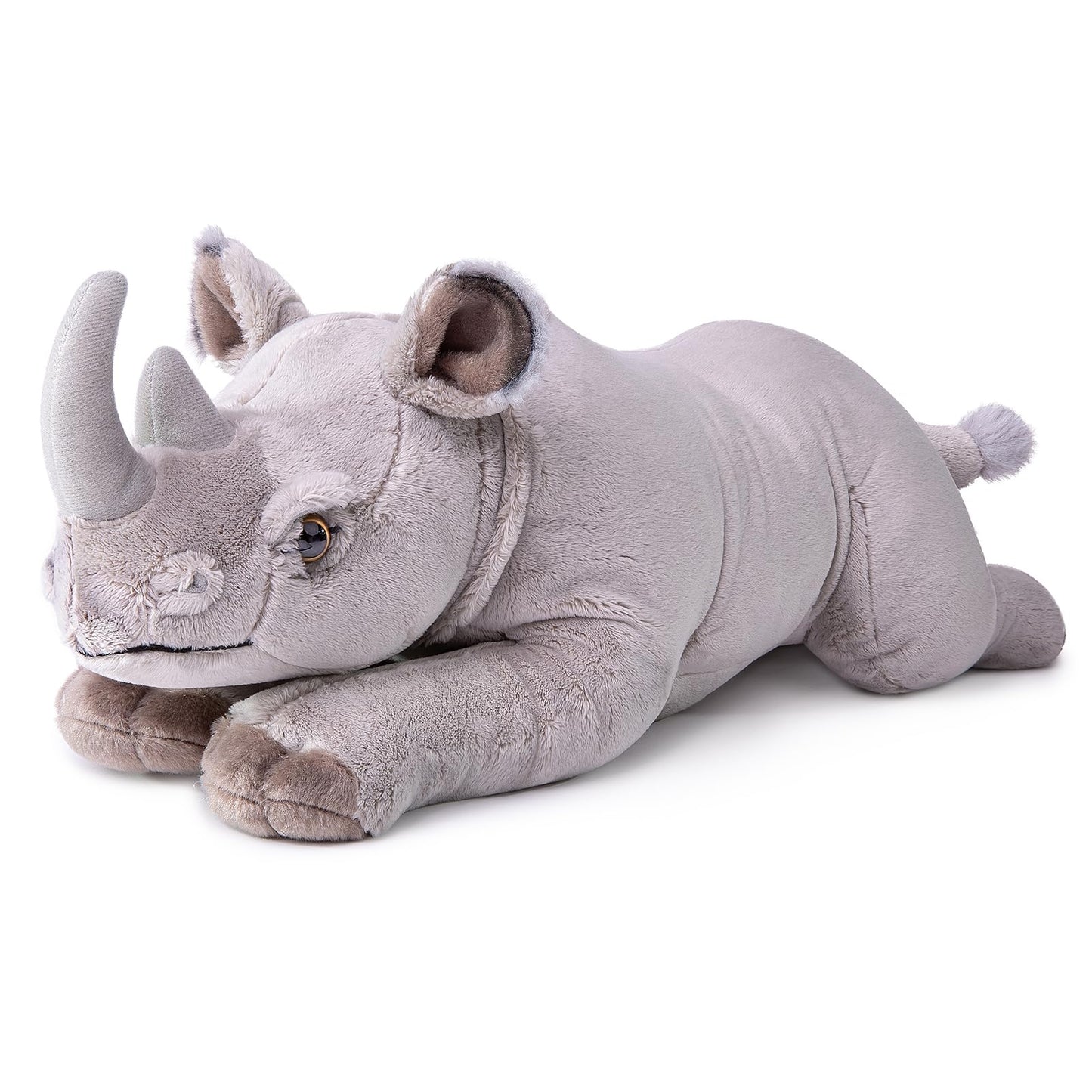 Realistic Rhino Plush Toy 15" Light Gray, Soft Hugging Toy for Kids, Home Decor