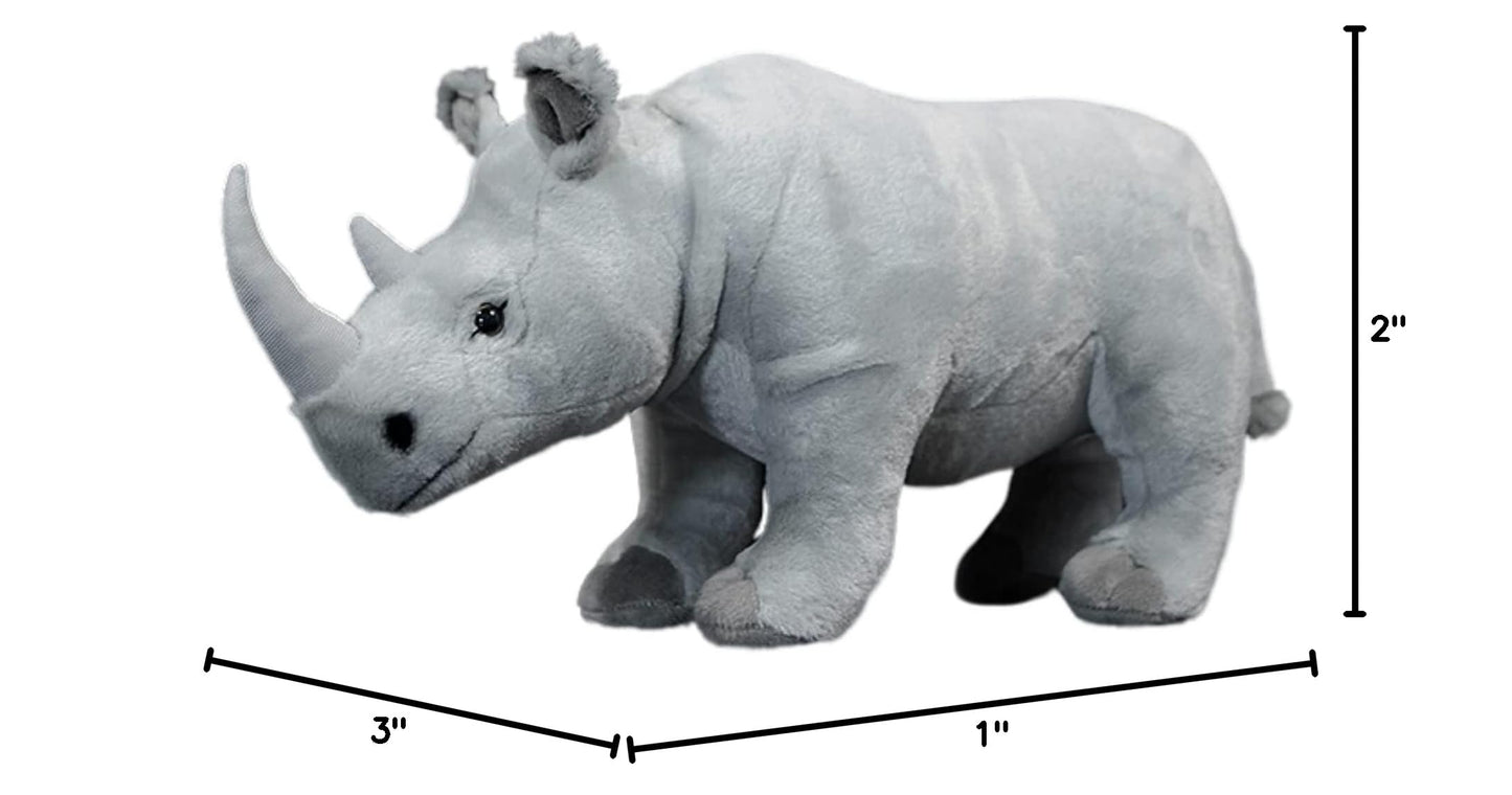 Realistic Rhino Plush Toy 15" Light Gray, Soft Hugging Toy for Kids, Home Decor
