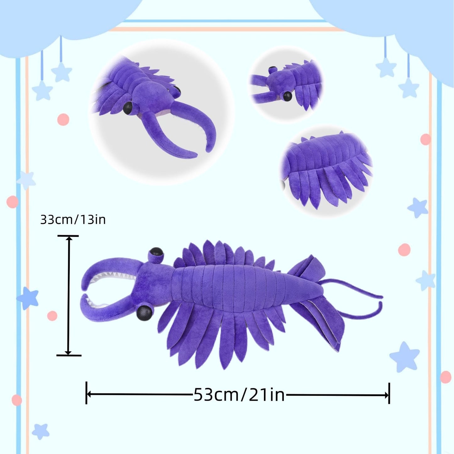 Simulation Anomalocaris Arthropod Plush,Lifelike 21" Cambrian Ancient Shrimp Stuffed Animal,Soft Shrimp Plush Toy, Stuffed Toy,Cuddly Toys,Gifts for Kids