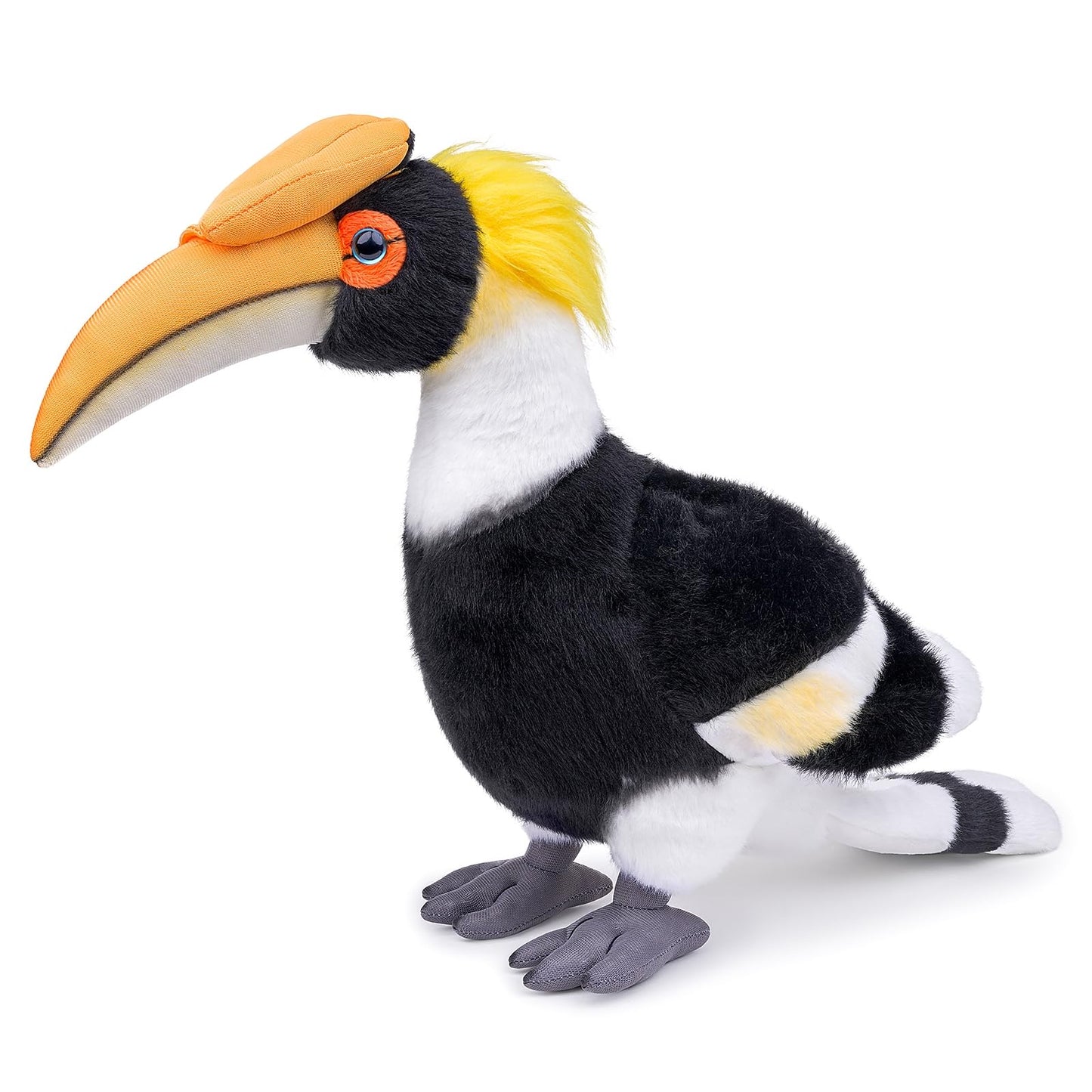 Double-Hornbill Stuffed Animal - Yellow Head 12 Inch,Hornbill Plush Toy, Realistic Bird Stuffed Toy for Kids