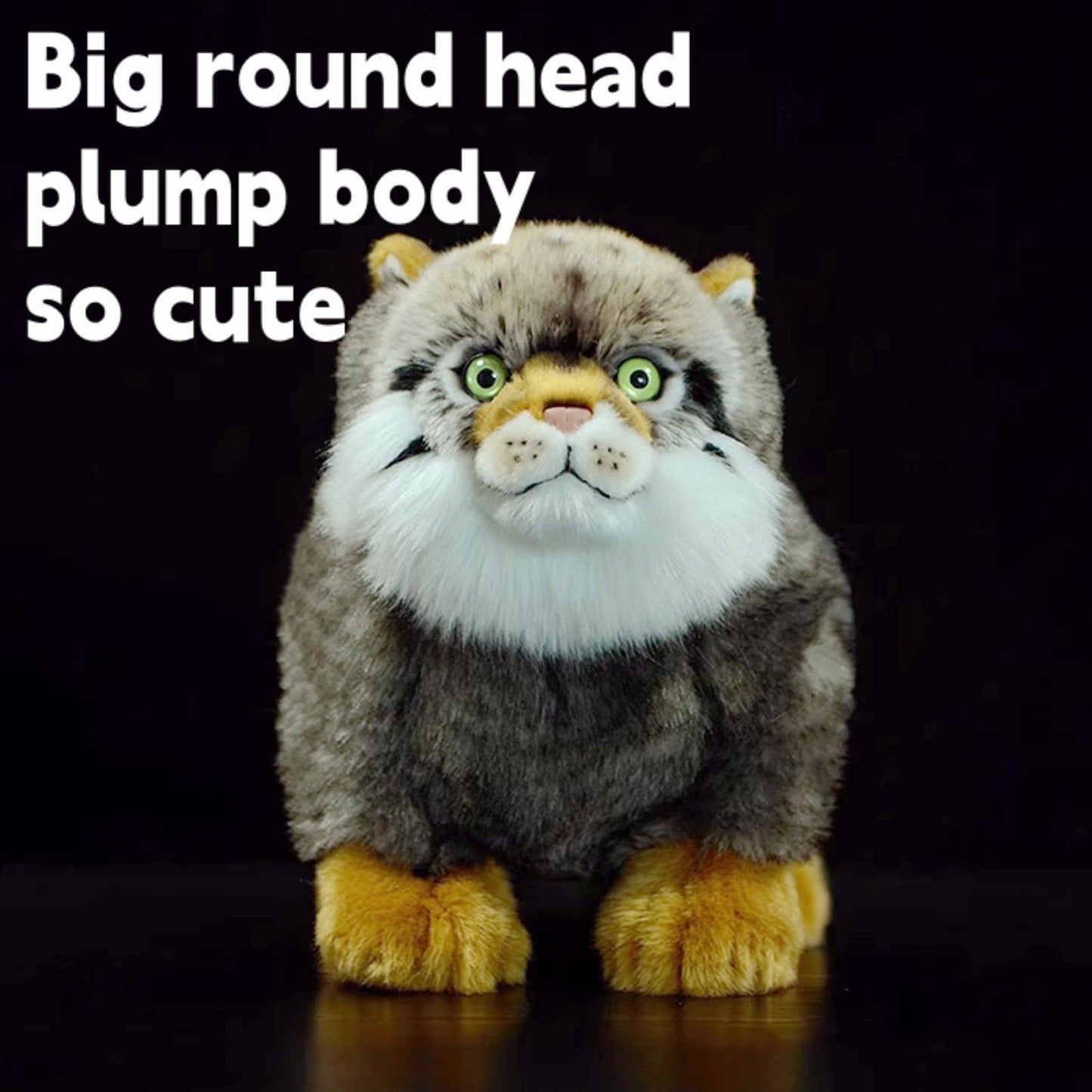 Realistic Pallas Cat Stuffed Animal - Gray 10",Soft Model Gifts for Girls & Kids, Home Decor, Hugging Toys