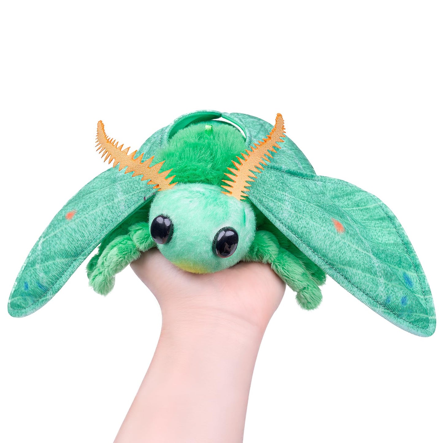 Realistic Emerald Moth Plush Animal - Green 10 Inch, Beautiful Moth Stuffed Animal, Home Decor, Cuddle Toy