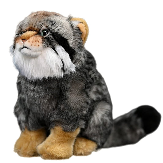 Realistic Pallas Cat Stuffed Animal - Gray 10",Soft Model Gifts for Girls & Kids, Home Decor, Hugging Toys