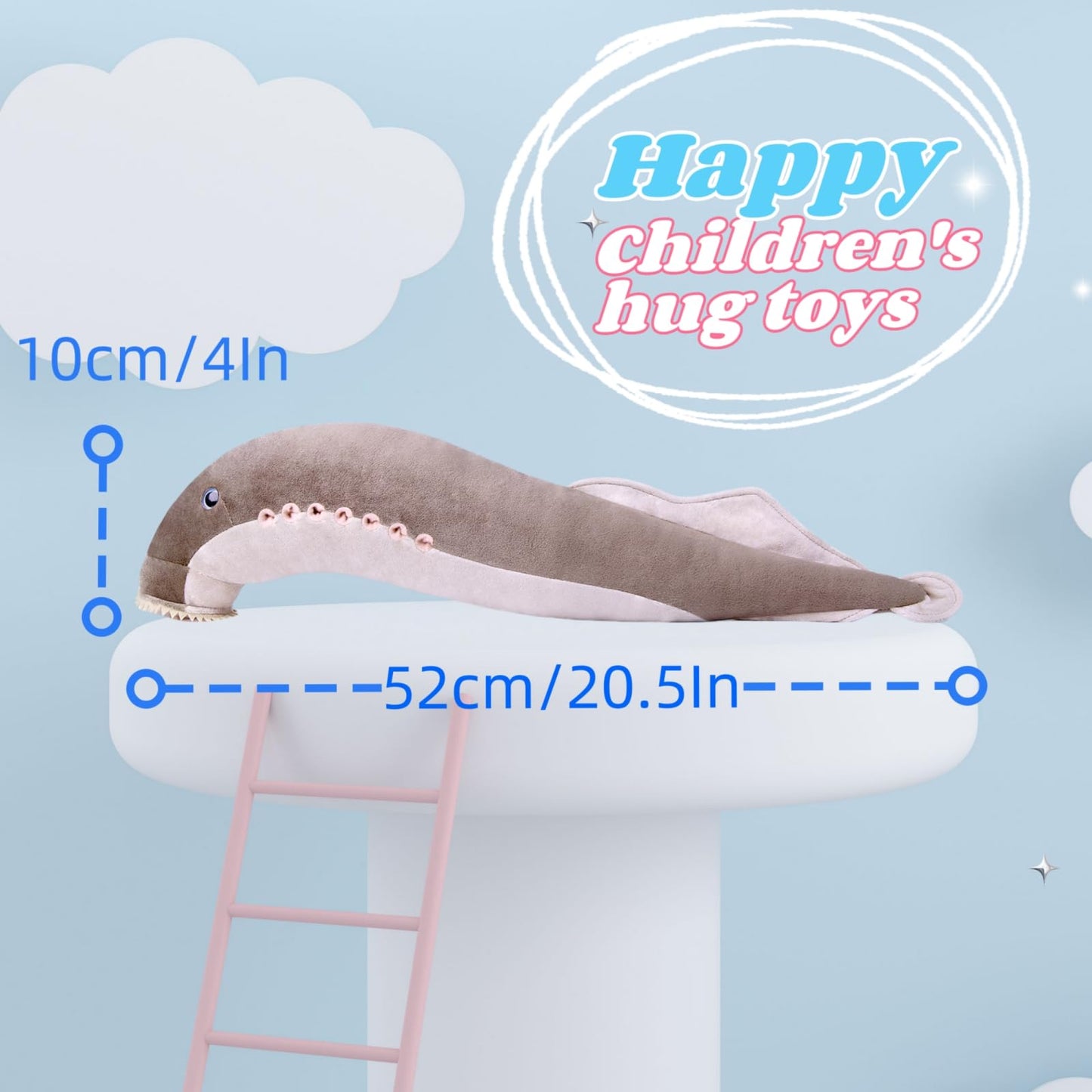 Lamprey Plush Animal - Gray 20.5 Inch,EEL Plush Toy, Beautiful Stuffed Toy, Girls Toy,Lamprey Toy for Kids, Home Decor, Cuddle Toy