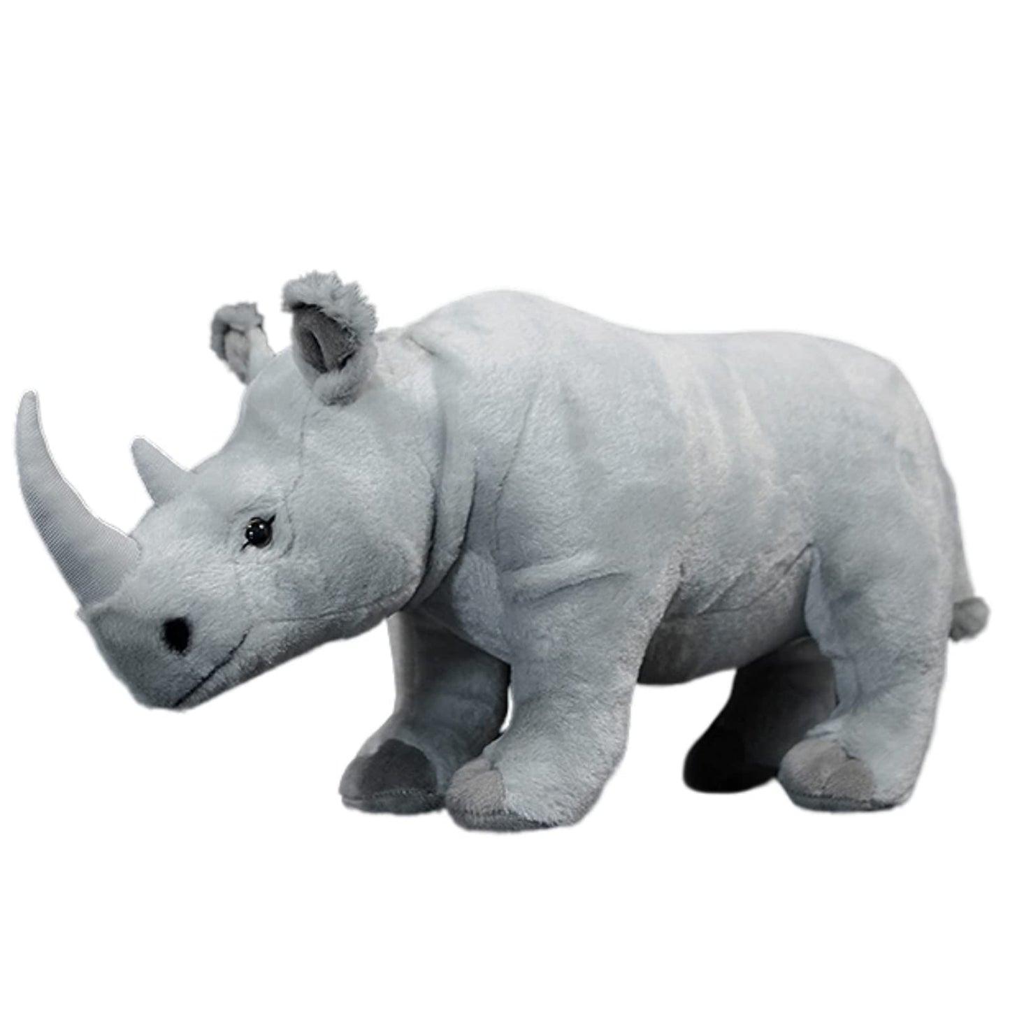 Realistic Rhino Plush Toy 15" Light Gray, Soft Hugging Toy for Kids, Home Decor