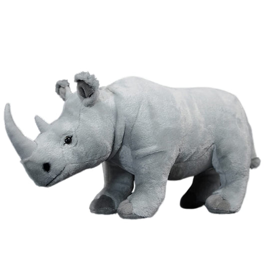 Realistic Rhino Plush Toy 15" Light Gray, Soft Hugging Toy for Kids, Home Decor