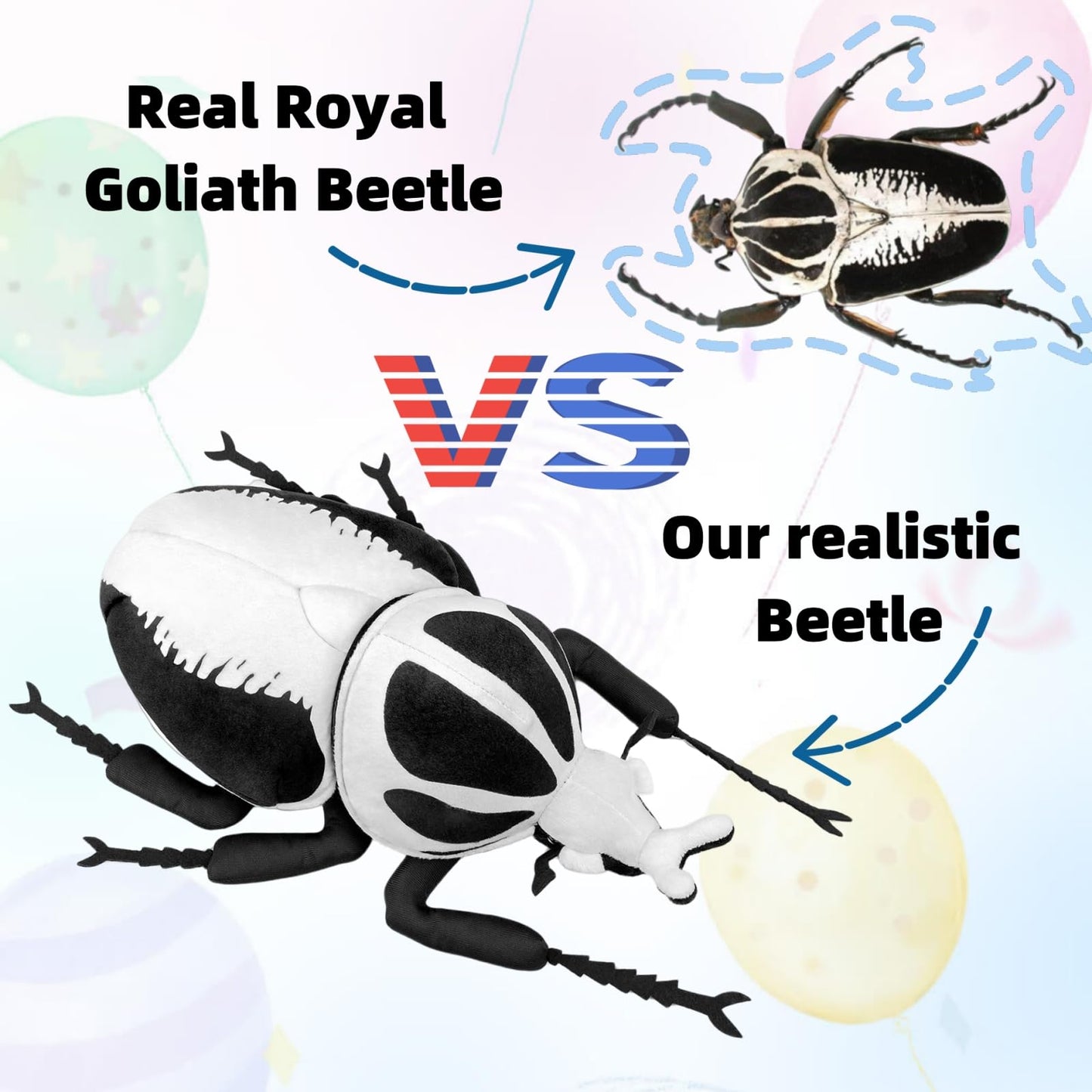 Simulation Goliathus Regius Plush Toy,Royal Goliath Beetle Stuffed Animal,Soft Stuffed Toy,Cuddly Toys,Gifts for Kids,9.8 Inches Long