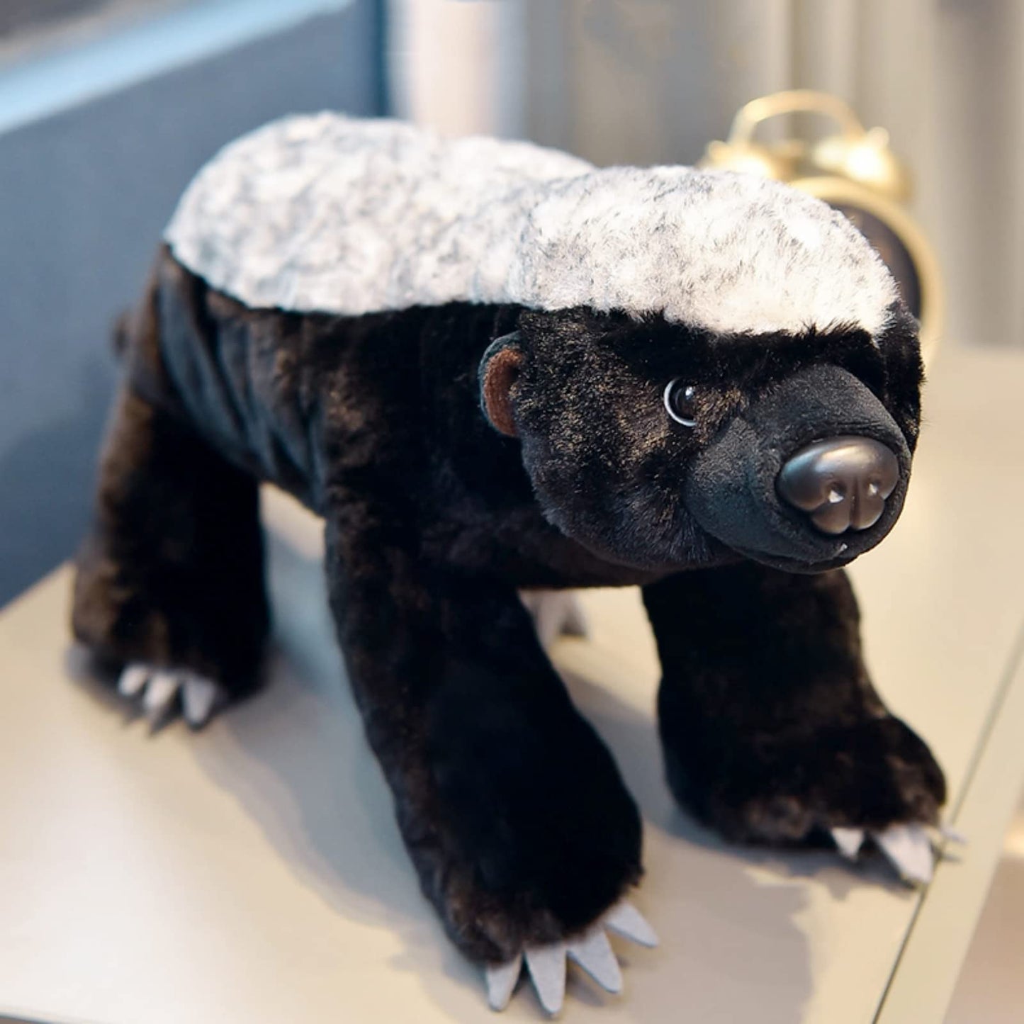 Honey Badger Stuffed Animal-Black 15.75",Realistic Badger Plush Toy, Honey Badger Stuffed Toy,Soft Toy Gifts for Kids, Home Decor,Hugging Toy