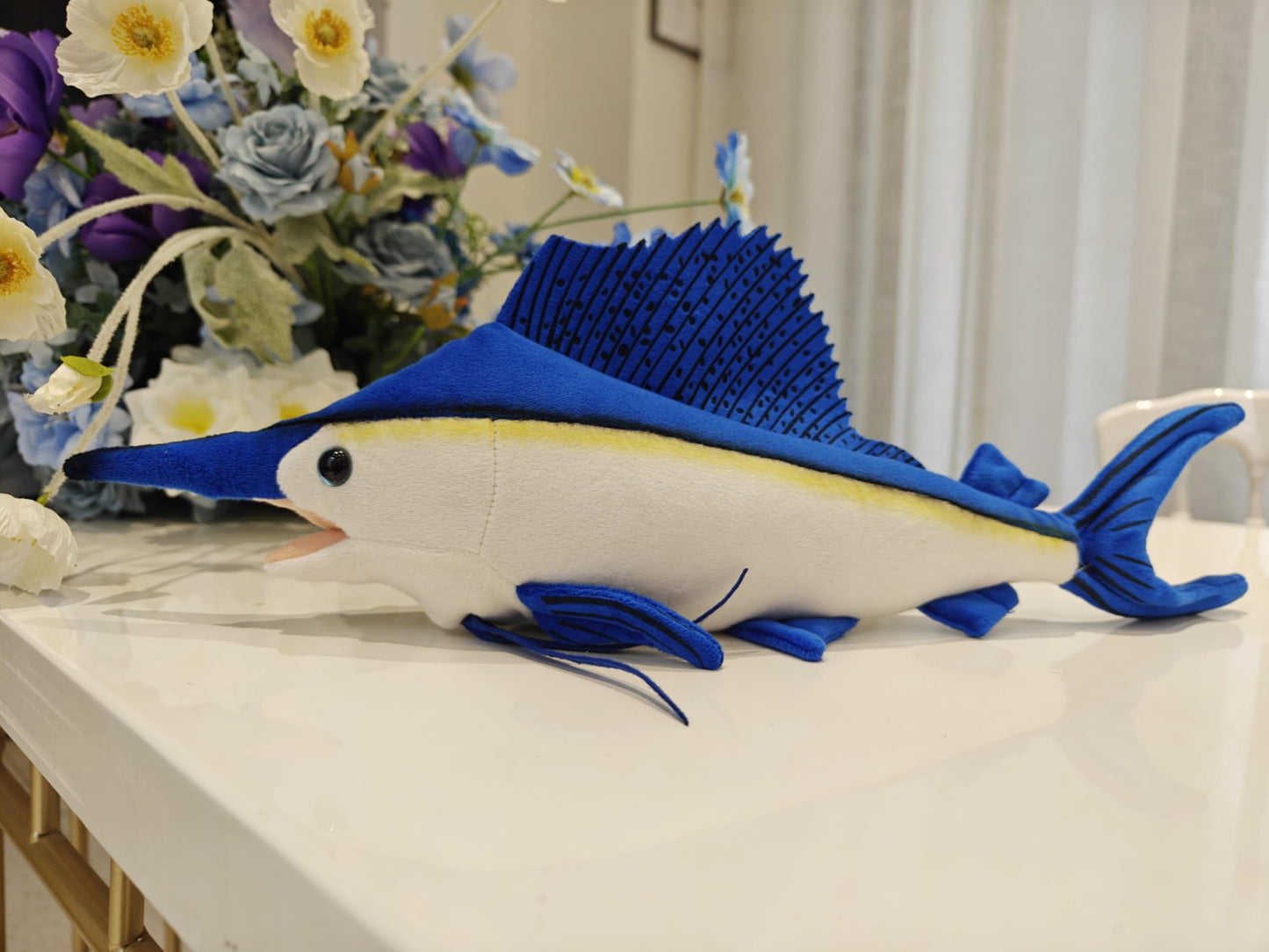 Simulation Swordfish Plush, Sailfish Stuffed Animal, Soft Cuddly Toys, Gifts for Kids, 18 Inches