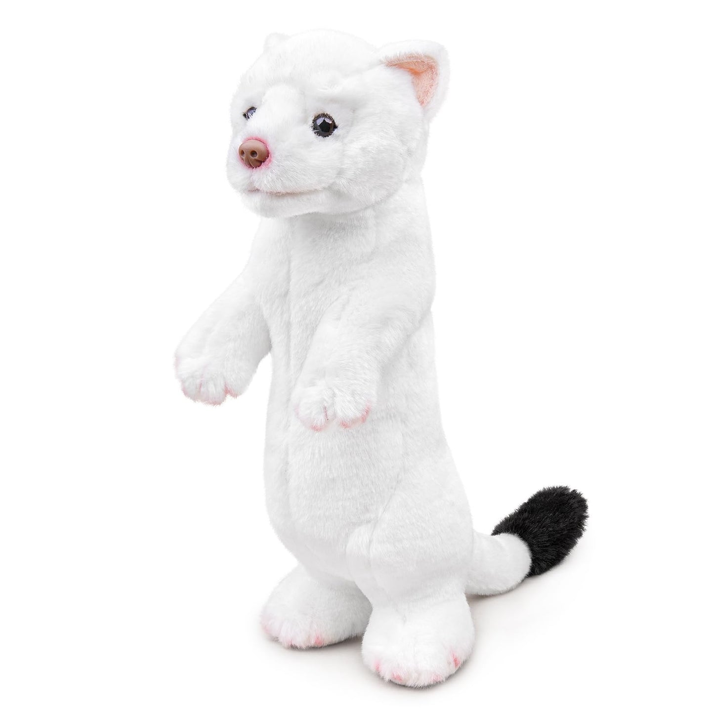 Simulation Standing Stoat Plush,Stoat Model,White Stuffed Animal,Soft Ferret Toy,Gifts for Kids,12.5 Inches