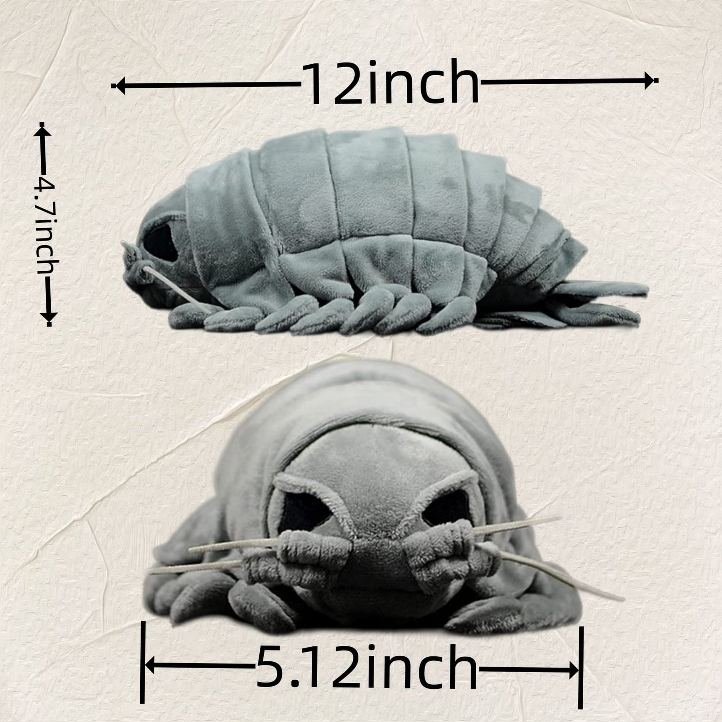 Giant Isopod Plush,Stuffed Animal-Grey 12",Isopod Toy, Arthropods Stuffed Animal,Girl Toys,Gifts for Kids