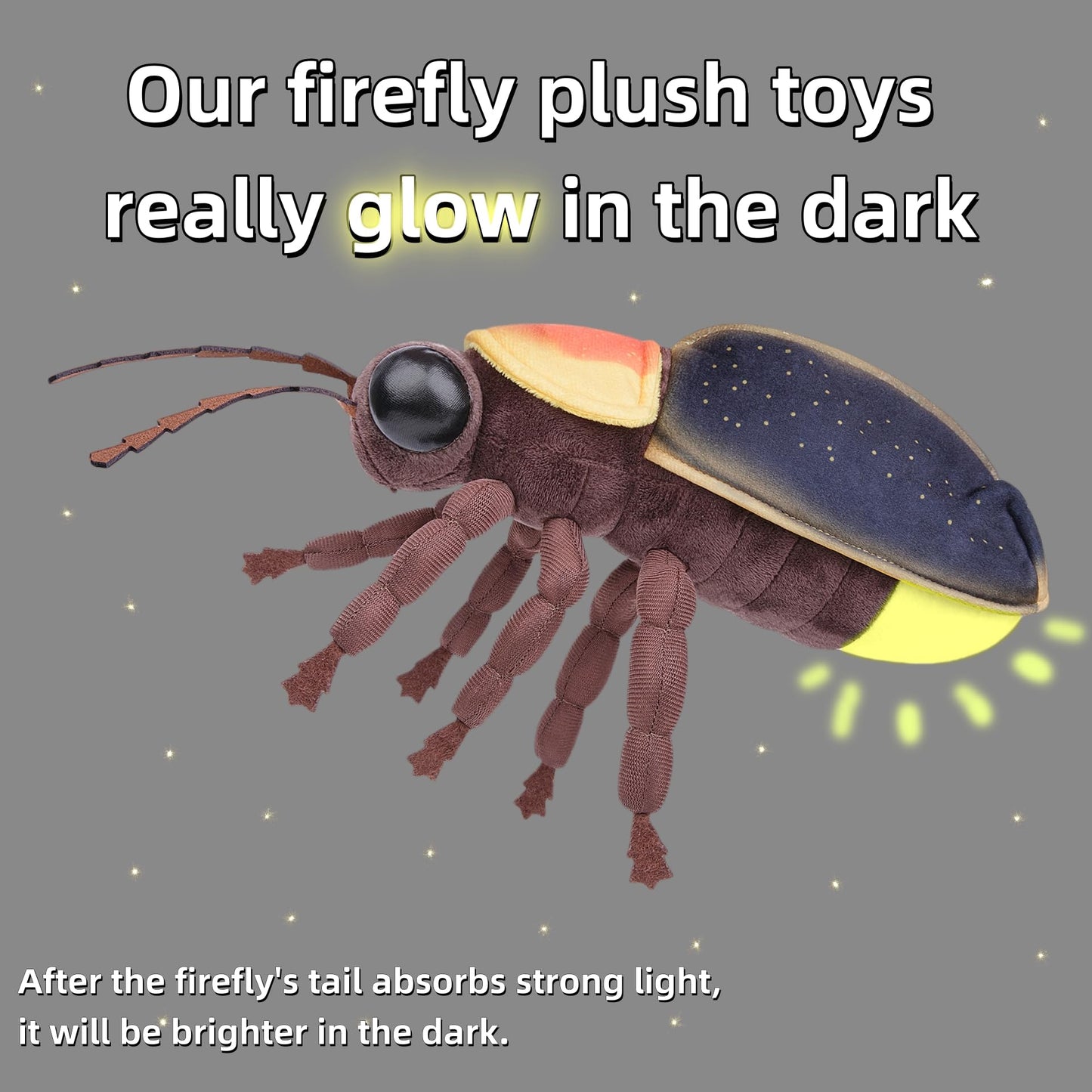 Simulation Firefly Stuffed Animal-15 inch,Glow in The Dark,Soft Toy for Kids,Home Decor,Hugging Toy