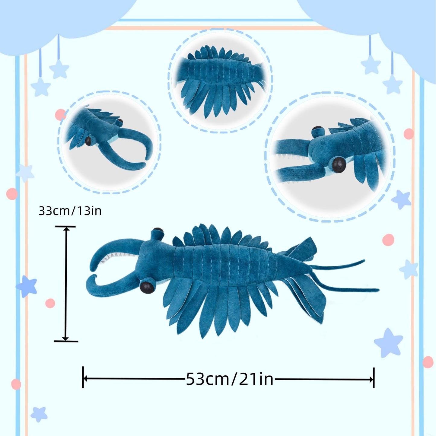 Simulation Anomalocaris Arthropod Plush,Lifelike 21" Cambrian Ancient Shrimp Stuffed Animal,Soft Shrimp Plush Toy, Stuffed Toy,Cuddly Toys,Gifts for Kids