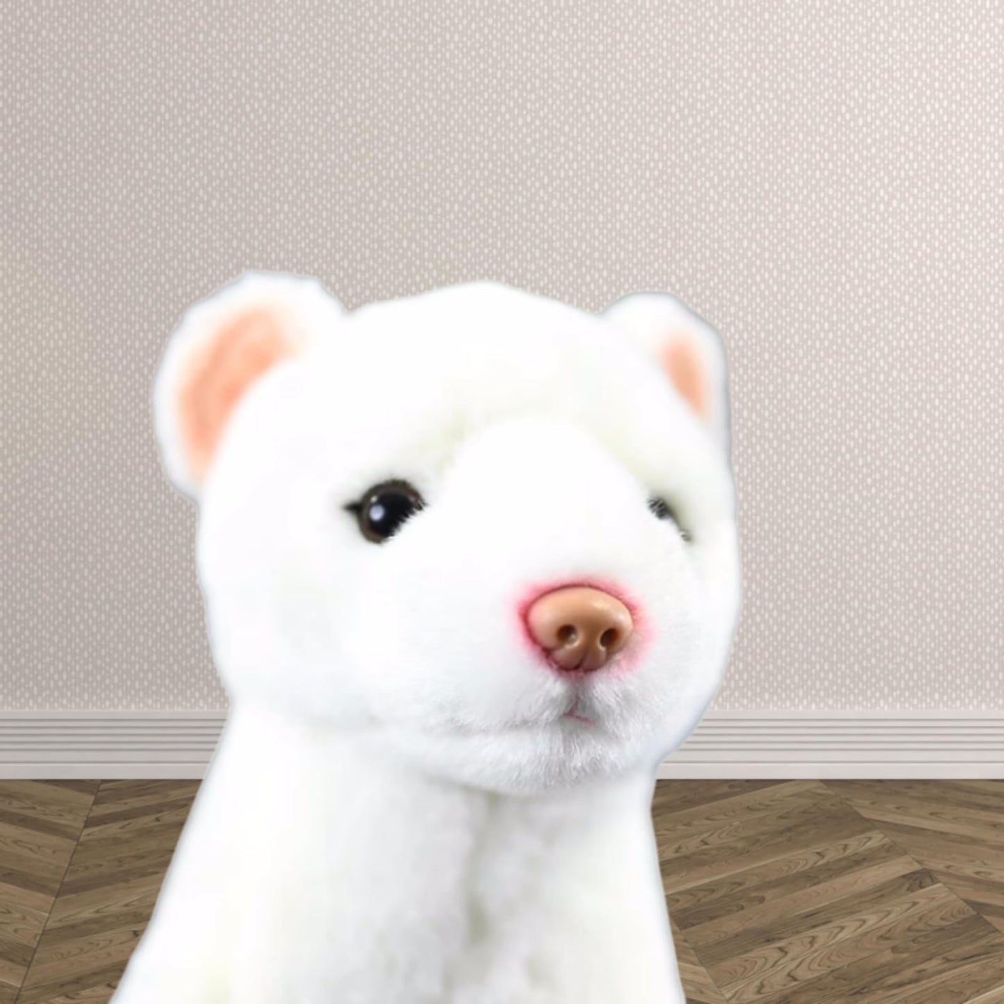 Simulation Standing Stoat Plush,Stoat Model,White Stuffed Animal,Soft Ferret Toy,Gifts for Kids,12.5 Inches