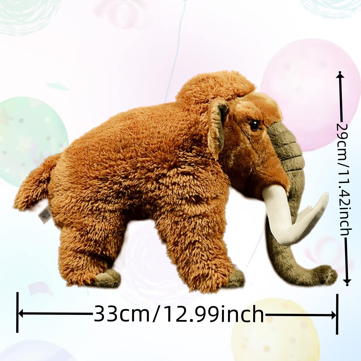 Simulation Woolly Mammoth Plush,Lifelike 12.99" Mammoth Stuffed Animal,Soft Elephant Plush Toy, Stuffed Toy,Cuddly Toys,Gifts for Kids