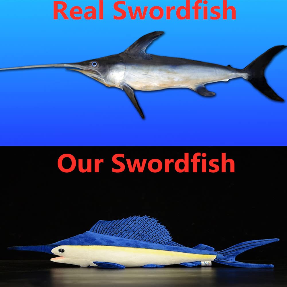 Simulation Swordfish Plush, Sailfish Stuffed Animal, Soft Cuddly Toys, Gifts for Kids, 18 Inches