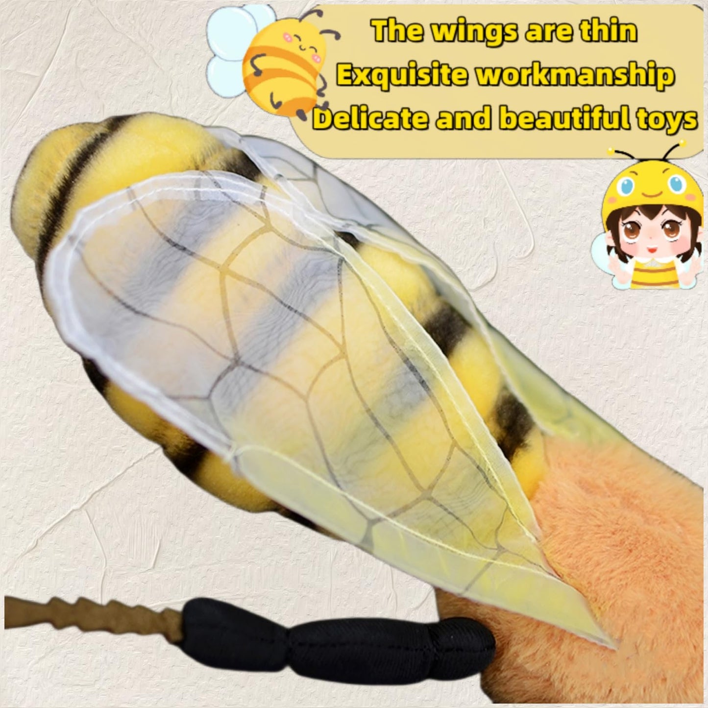 Realistic Bee Stuffed Animal-10.24",Honey Bee Plush Toy,Soft Toy for Kids,Home Decor,Hugging Toy