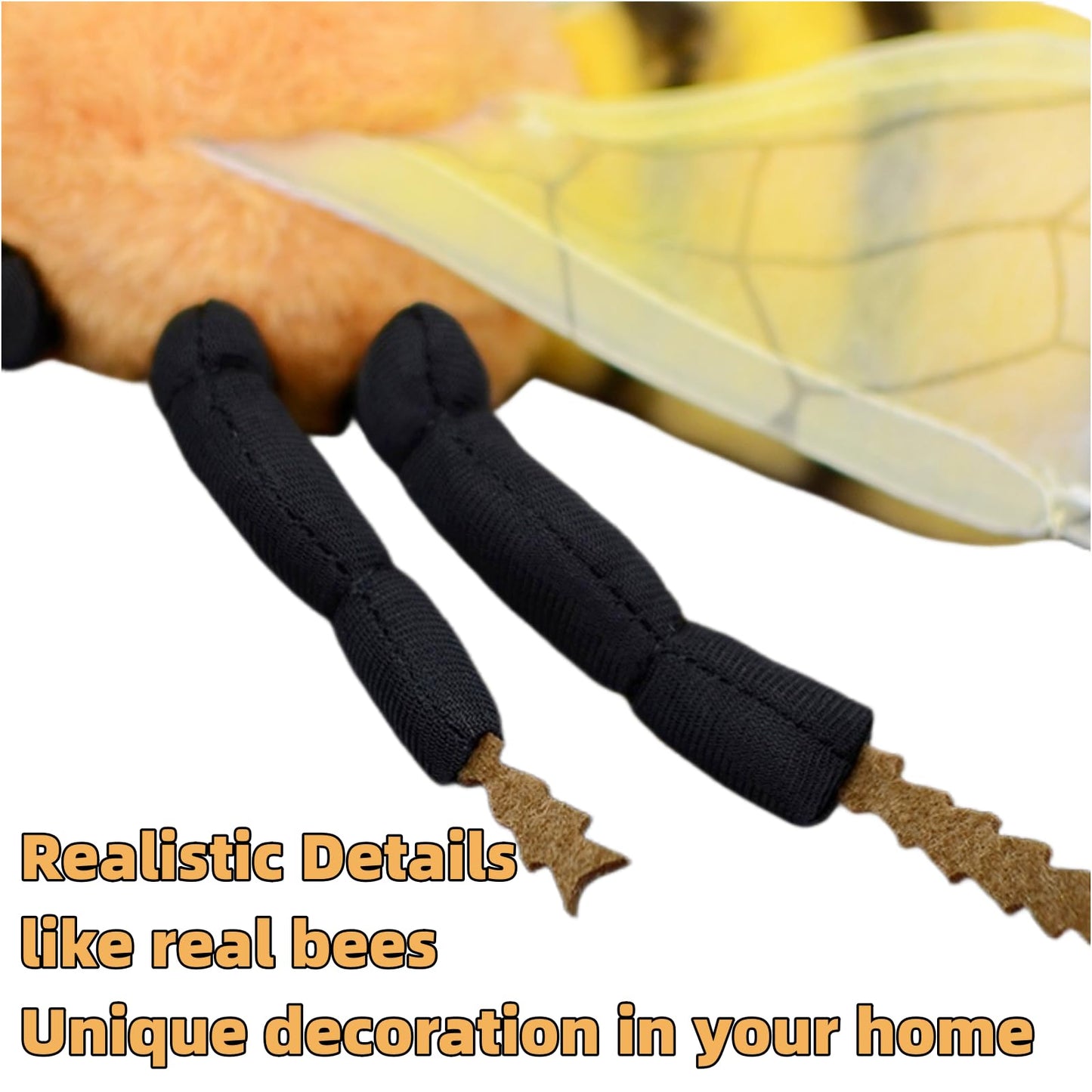 Realistic Bee Stuffed Animal-10.24",Honey Bee Plush Toy,Soft Toy for Kids,Home Decor,Hugging Toy